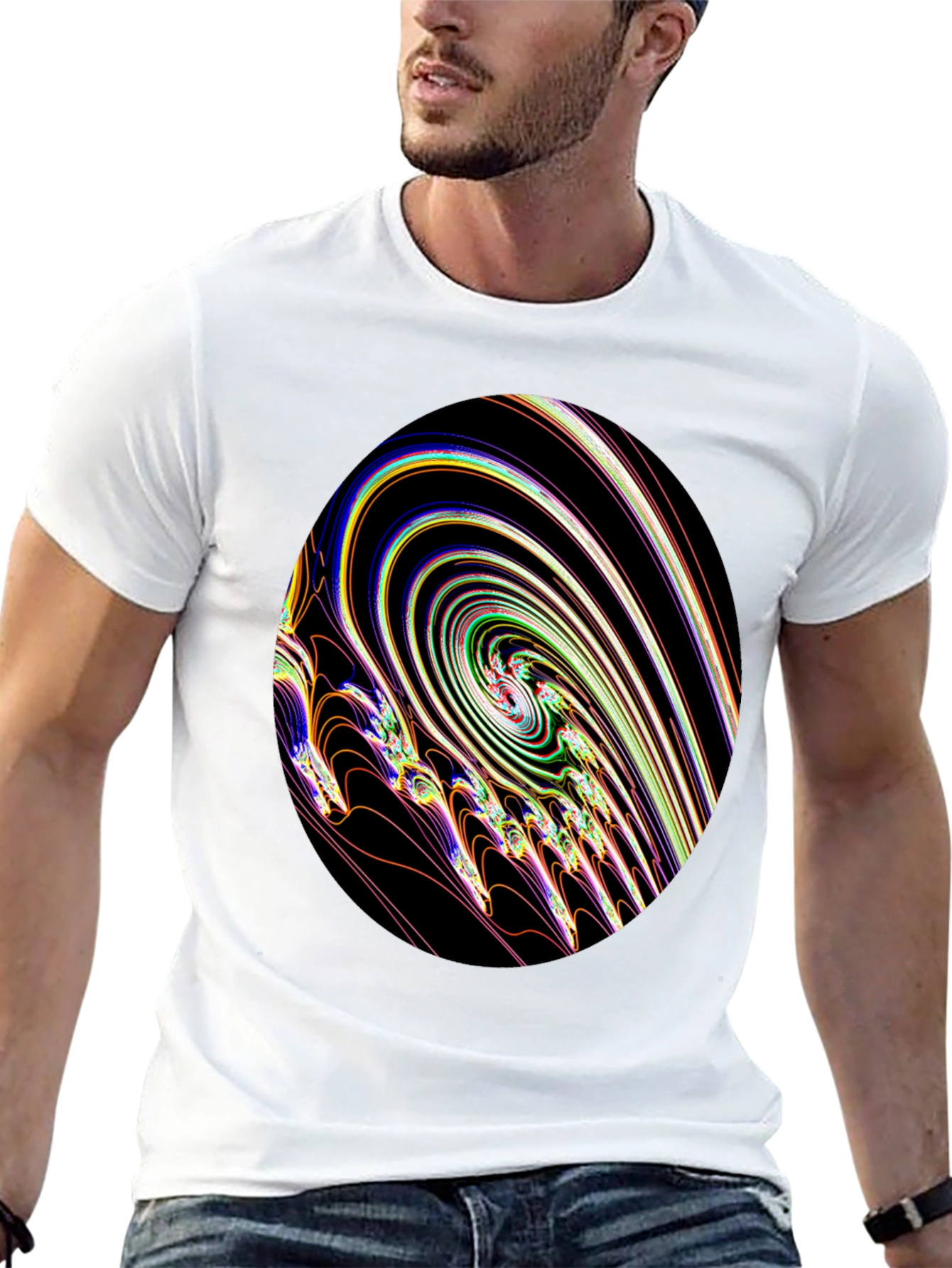 Abstract Swirl Graphic Black T-Shirt