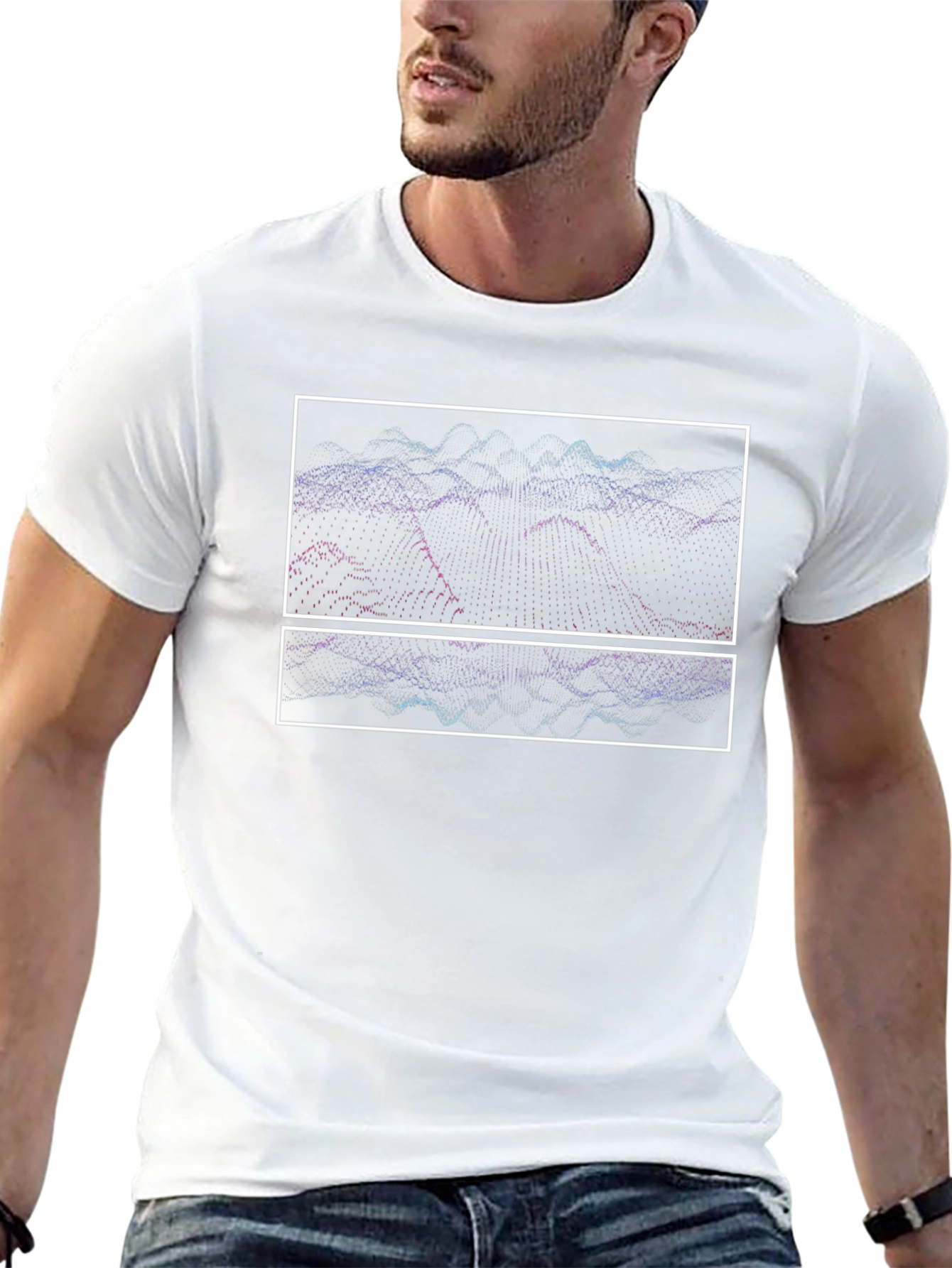 Abstract Waveform Graphic Tee - Black