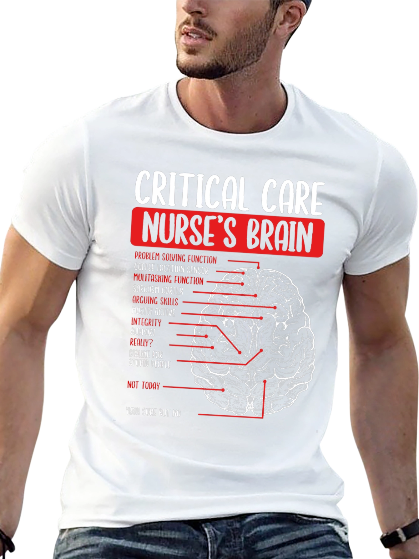 Critical Care Nurse Brain T-Shirt