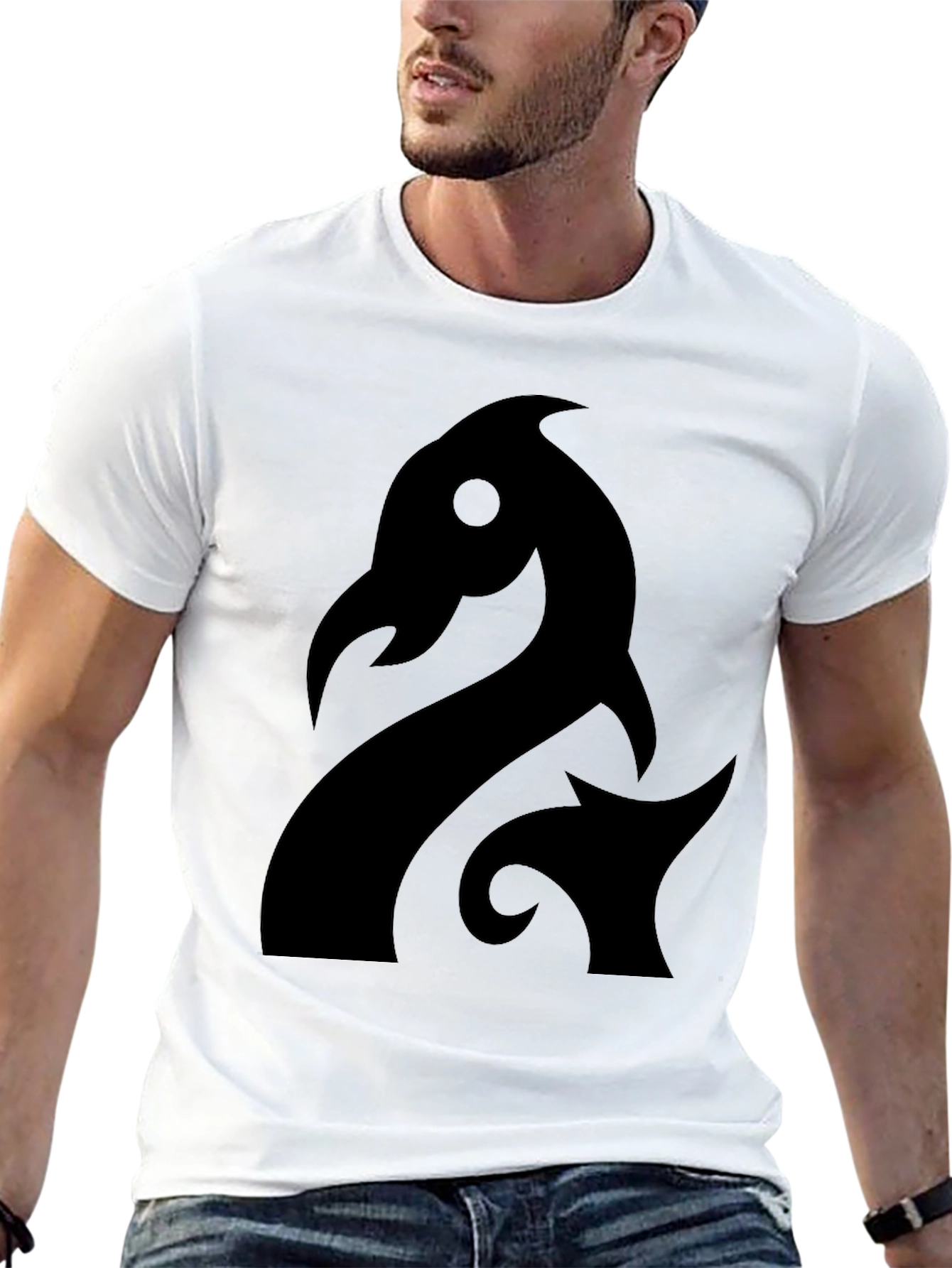 Stylized Dragon Graphic Black T-Shirt