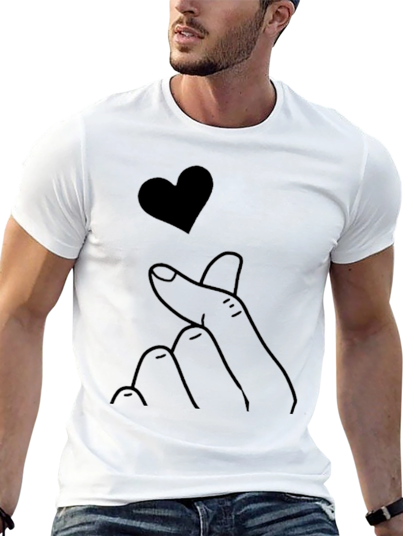Heart Finger Black T-Shirt