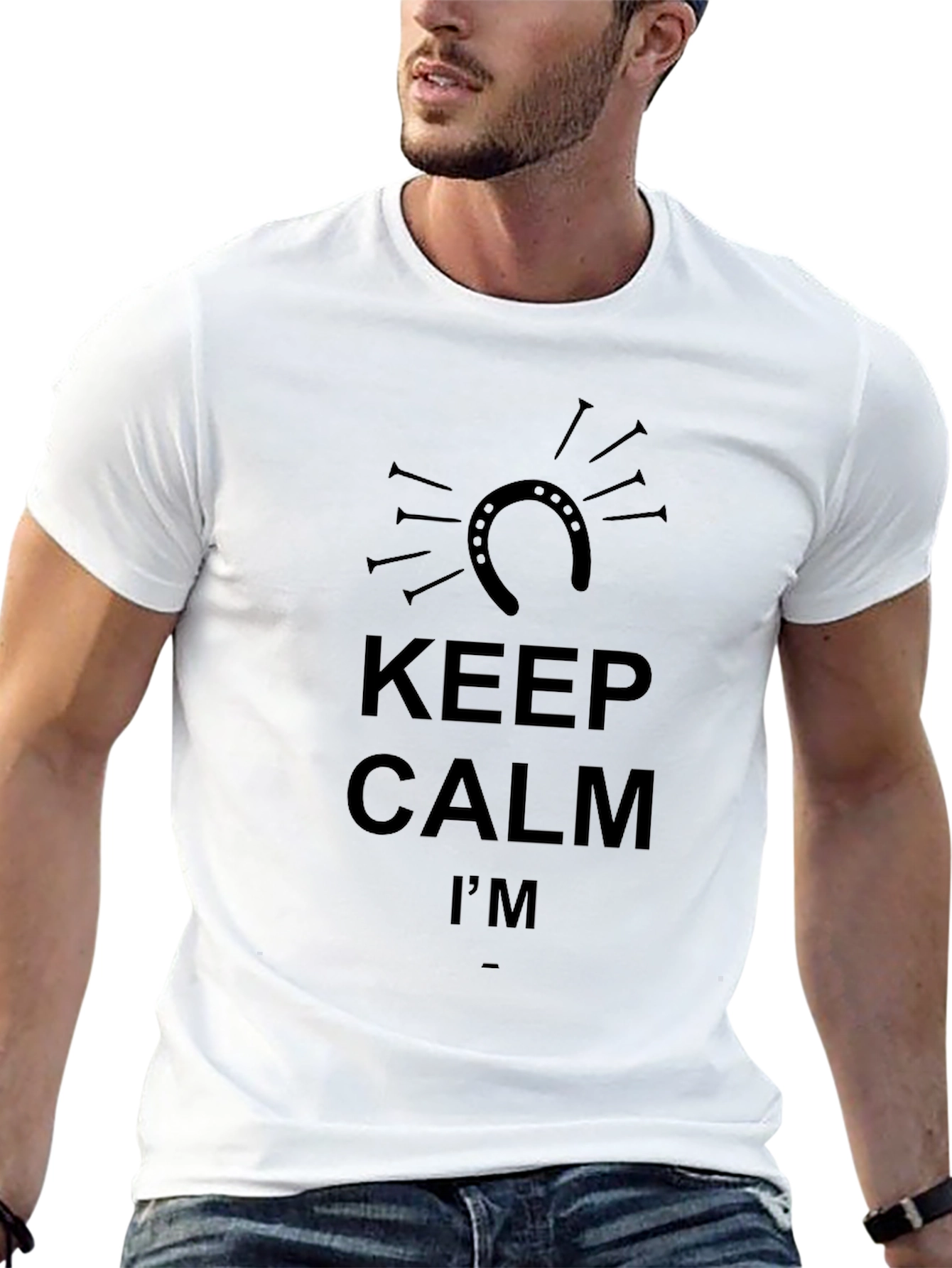Keep Calm Horseshoe Black T-Shirt