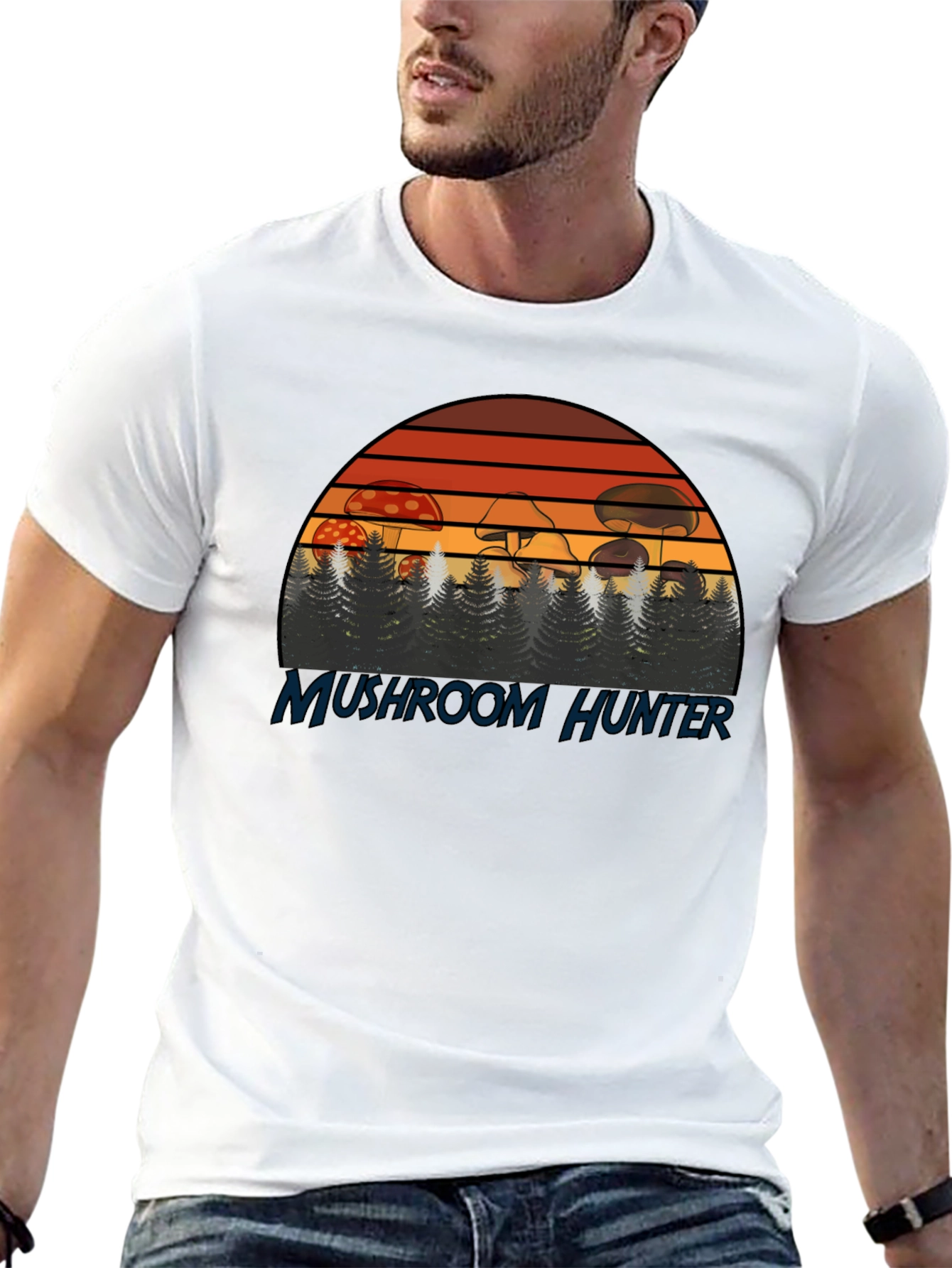 Mushroom Hunter T-Shirt - Retro Forest Design