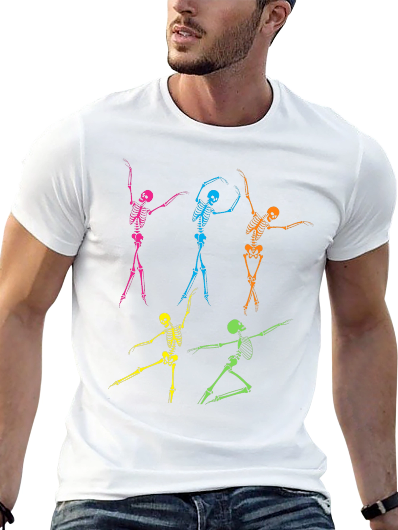 Dancing Skeleton Graphic T-Shirt - Funky Halloween Tee