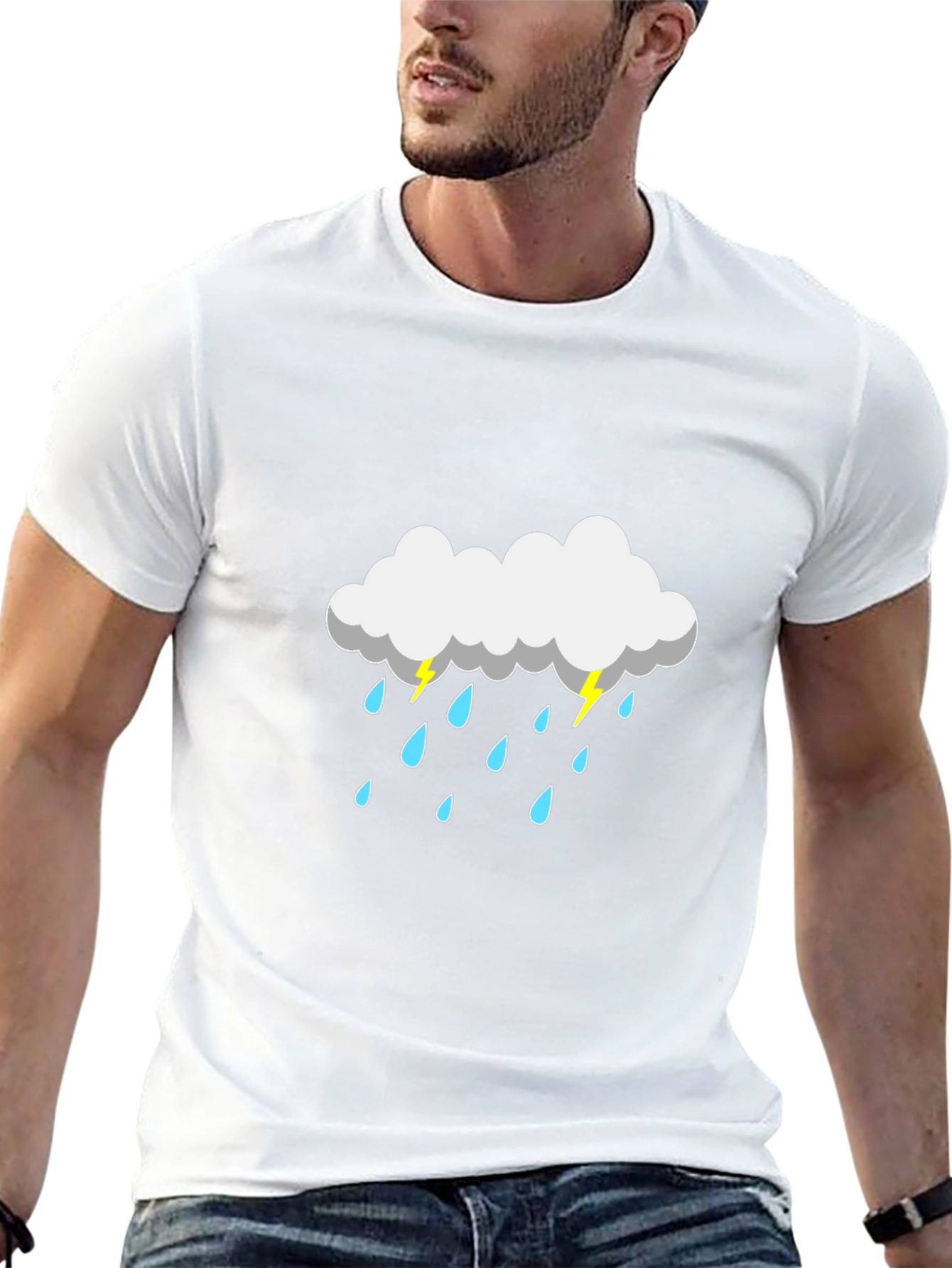 Rain Cloud Graphic Tee - Black Cotton T-Shirt