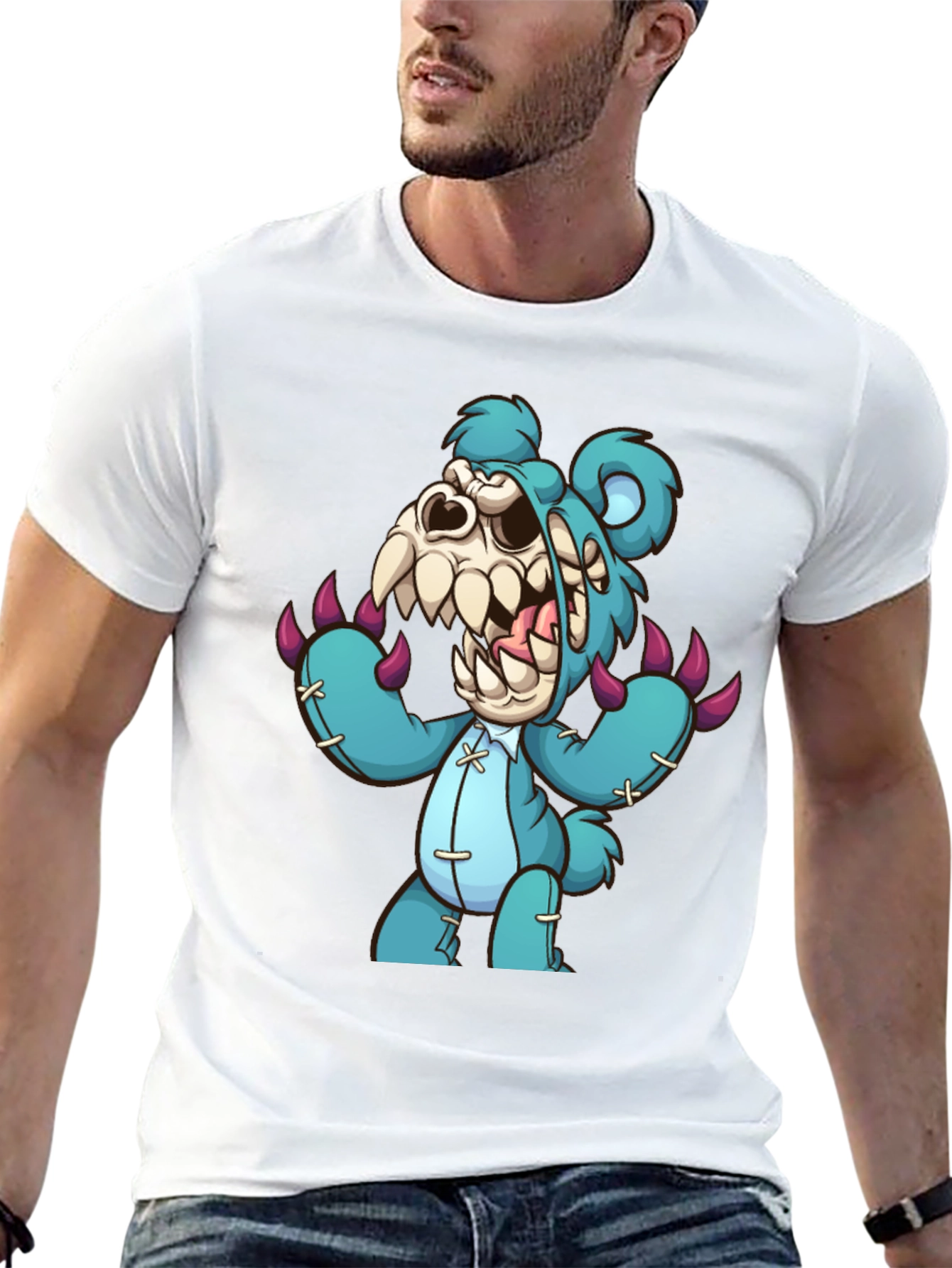 Zombie Teddy Bear Graphic T-Shirt - Mens