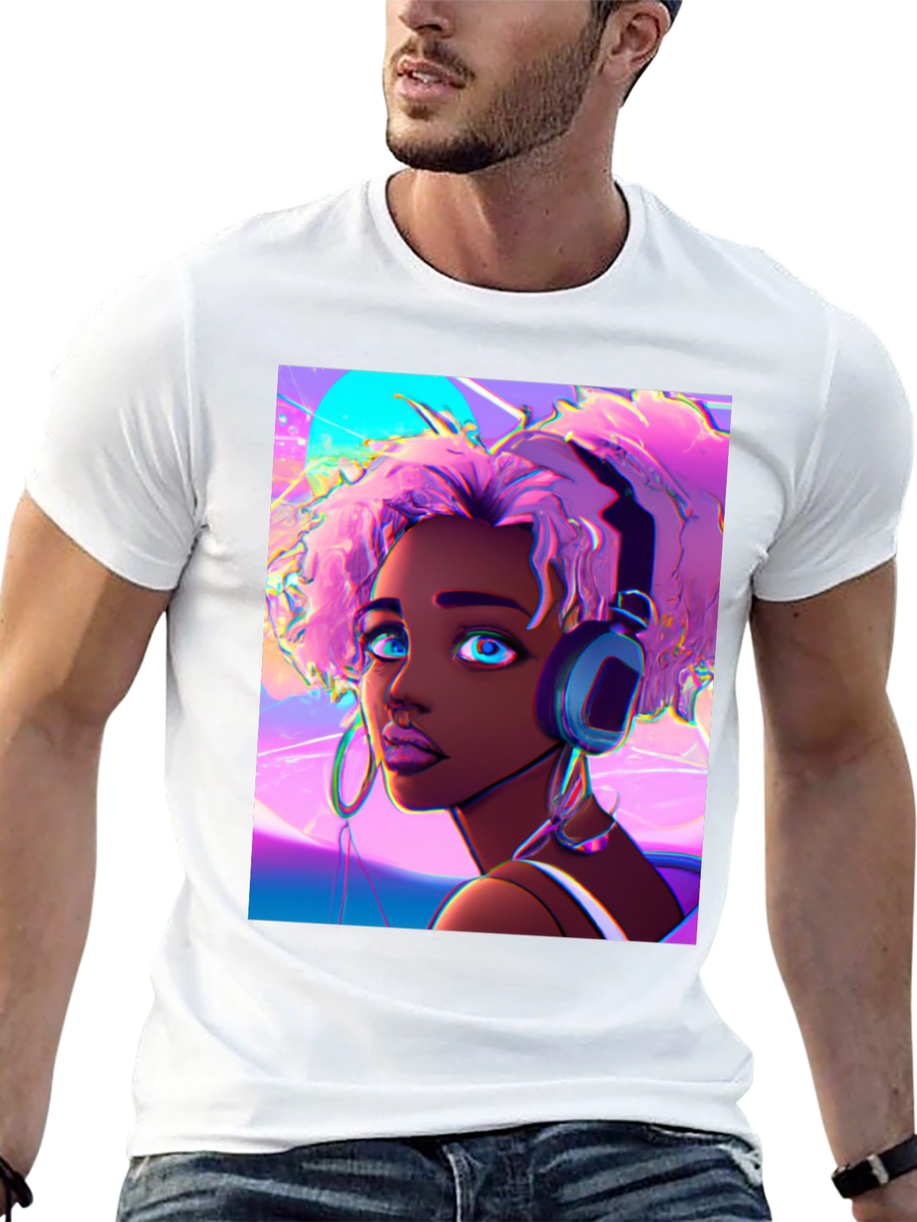 Vibrant Cartoon Girl Tee - Stylish Graphic T-Shirt