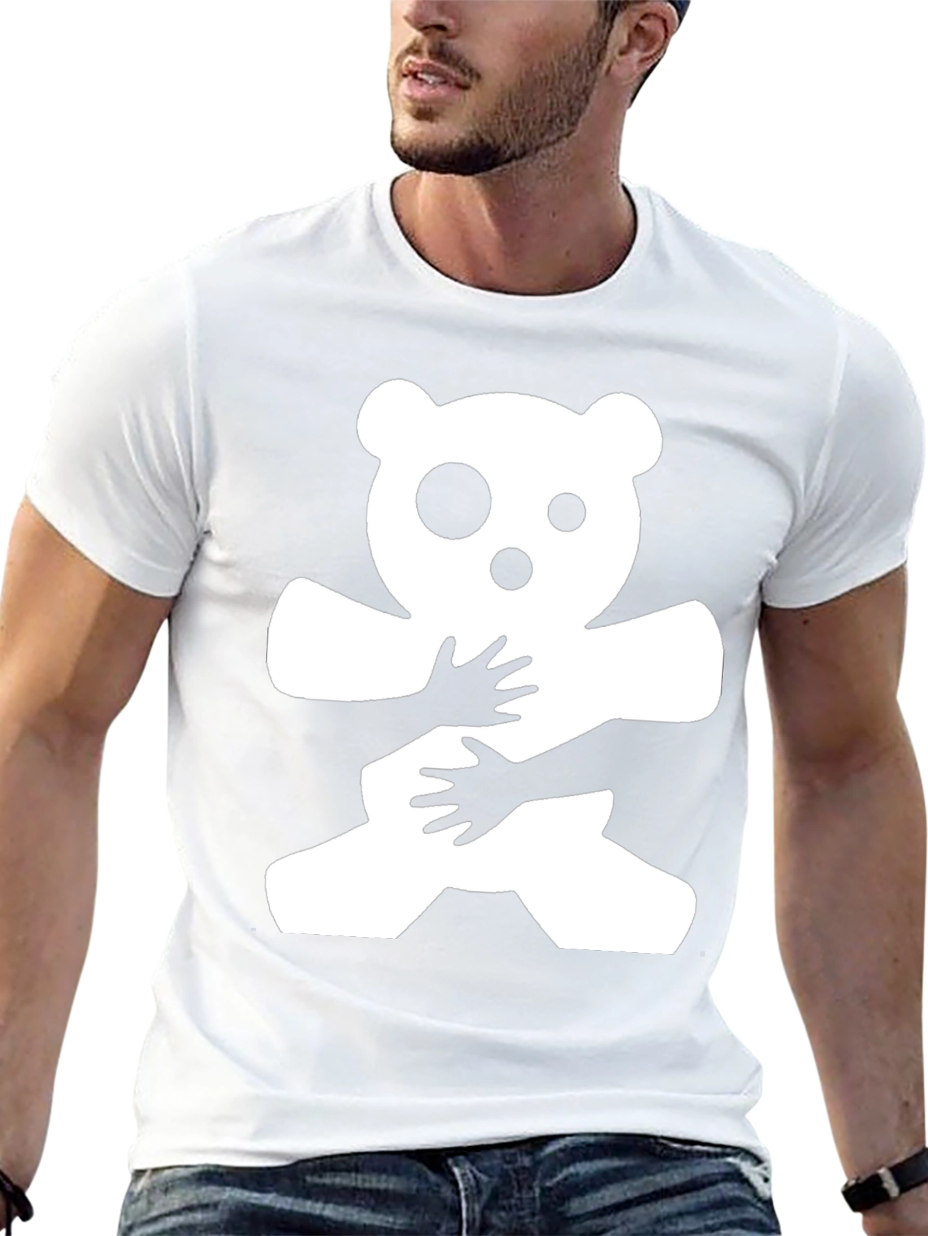 Hug Me Bear Graphic T-Shirt - Black