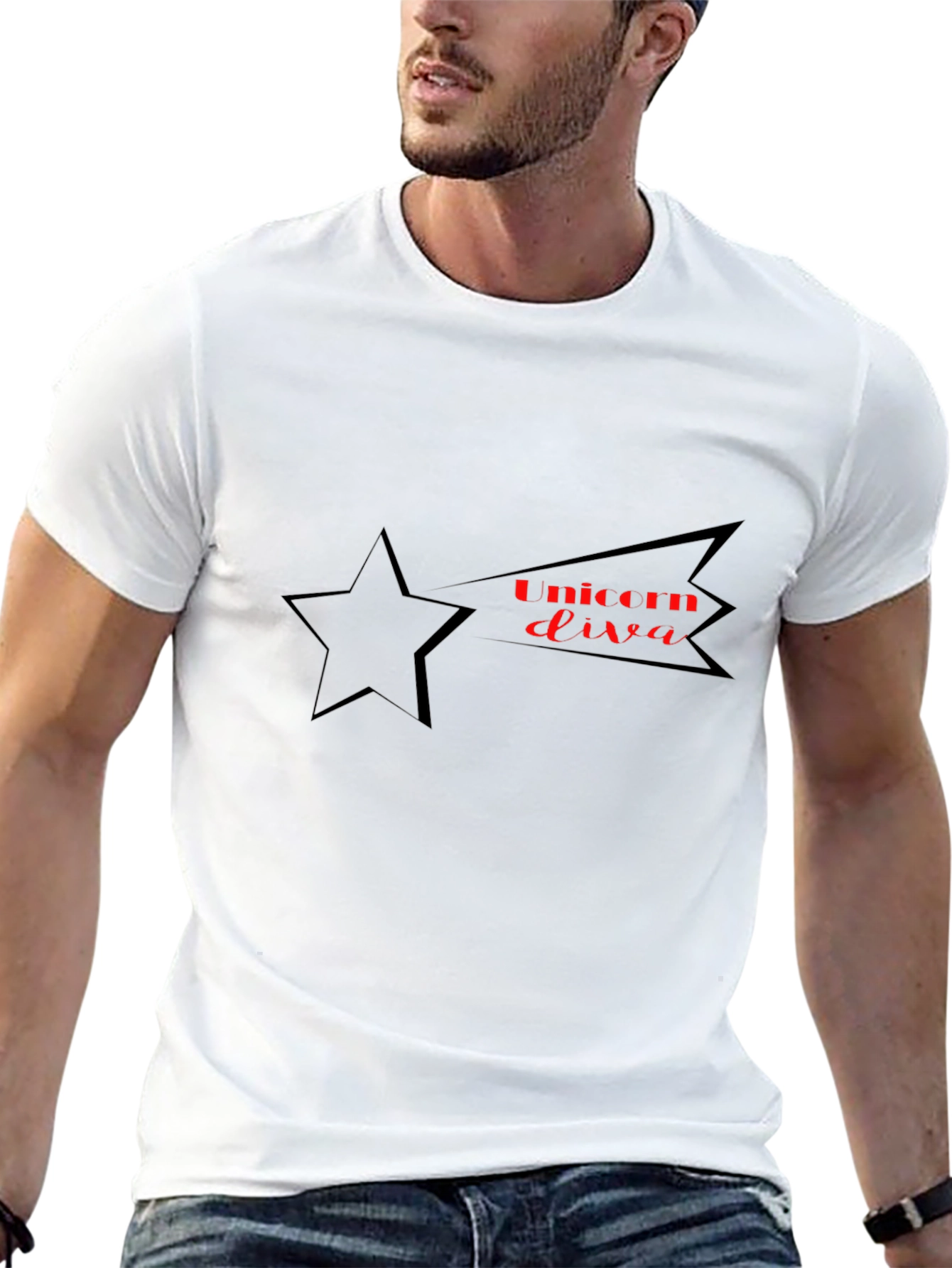 Unicorn Diva Star Tee - Black