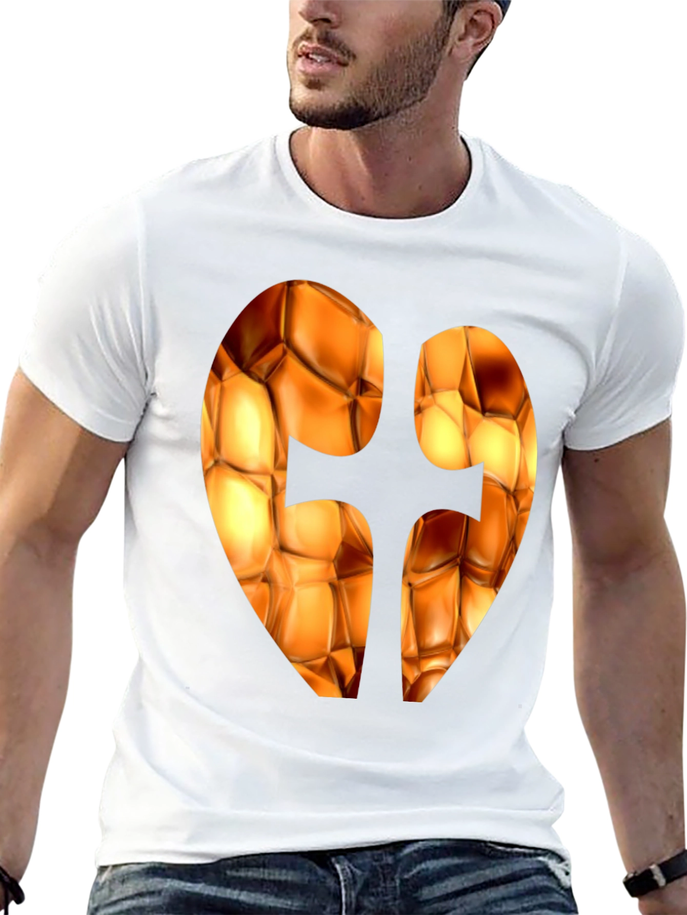 Abstract Heart Design Black T-Shirt