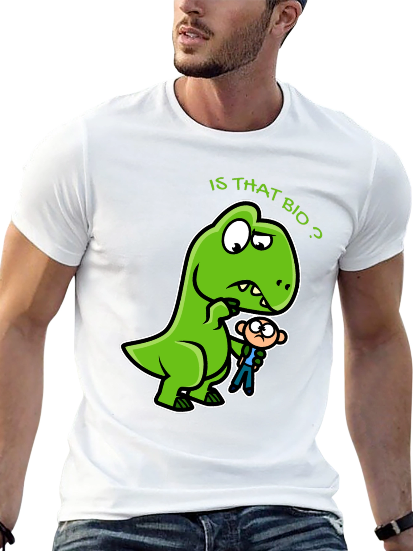 Is That Bio? Funny Dinosaur Graphic T-Shirt