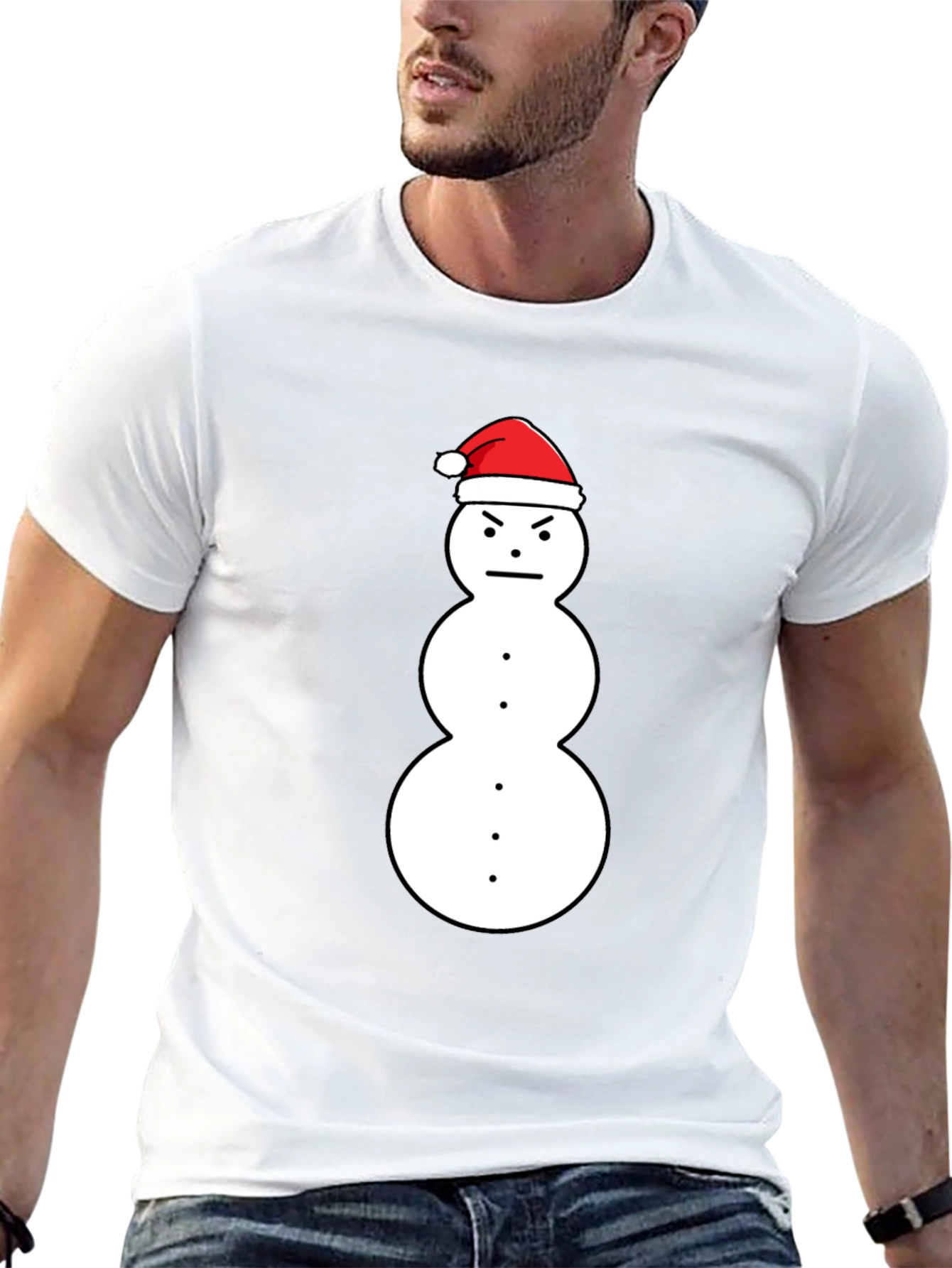 Grumpy Snowman Santa Hat Graphic Tee