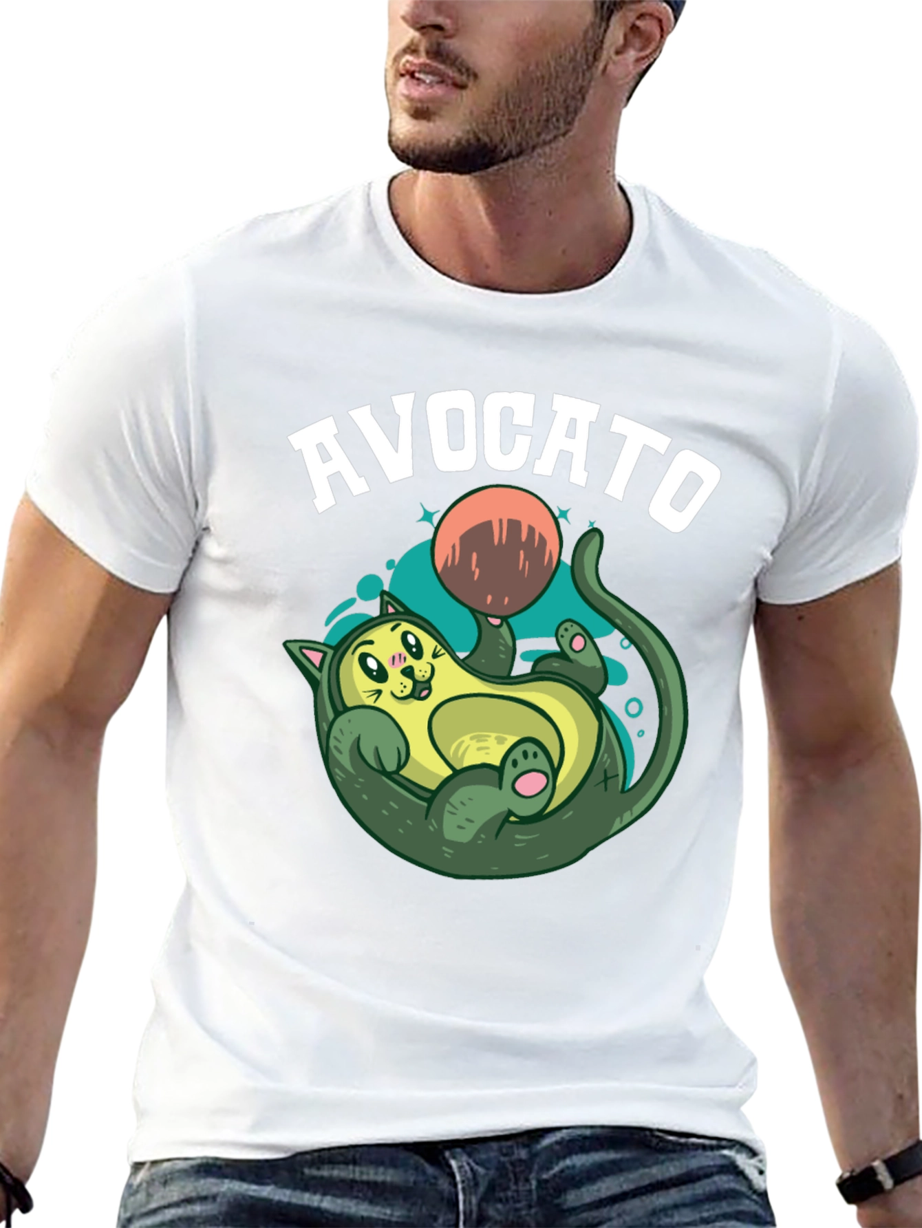 Avocato Black T-Shirt - Funny Cat Avocado Design