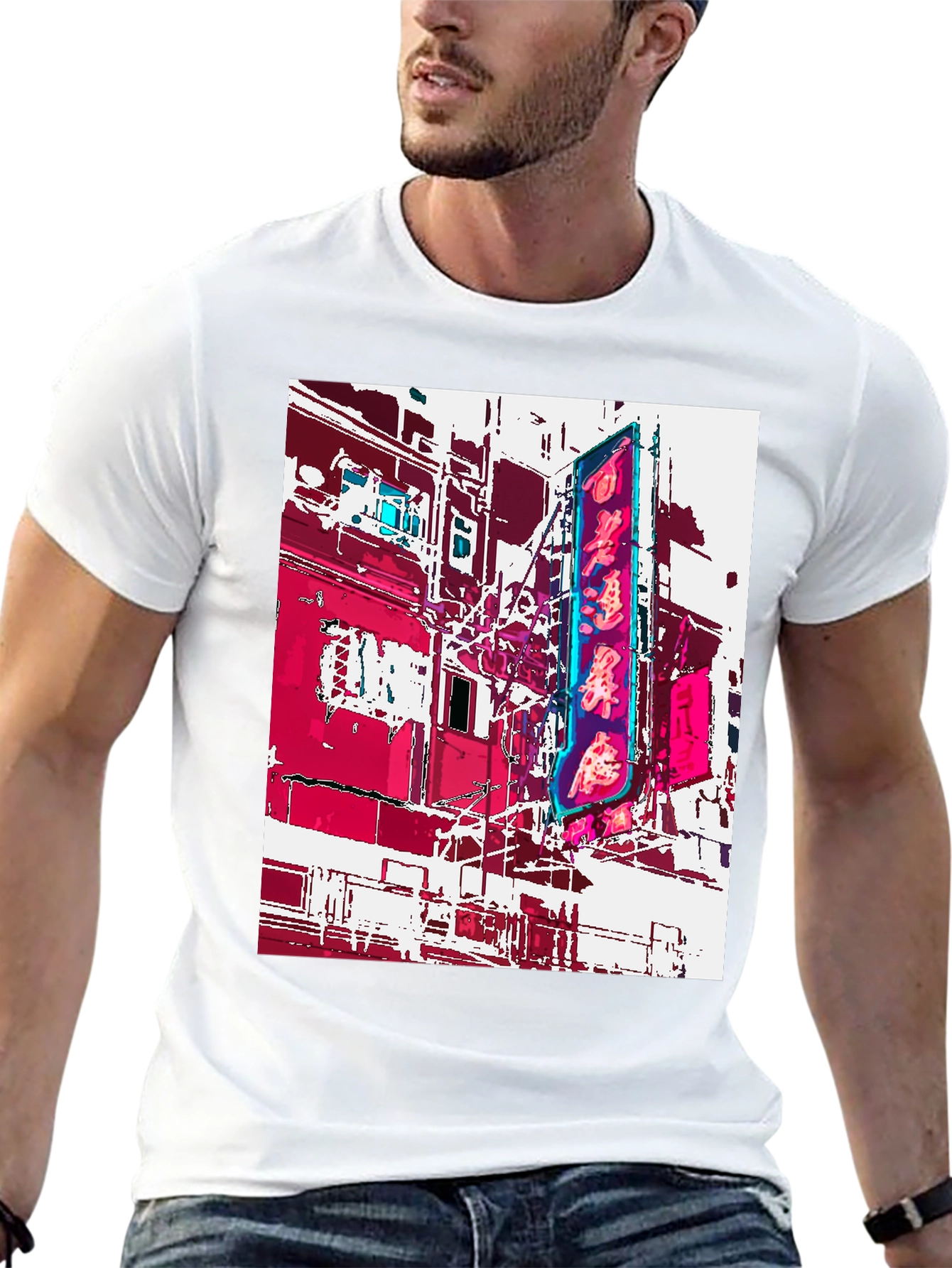 Neon Cityscape Graphic Tee