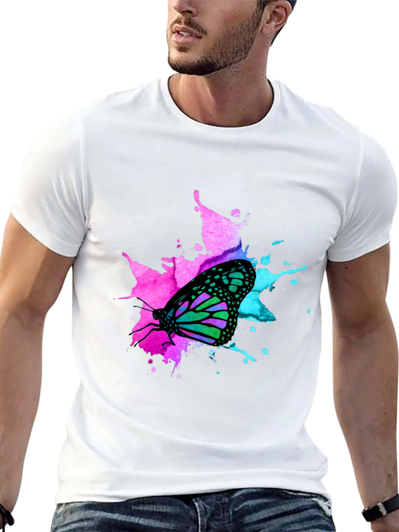 Butterfly Splash Graphic Black T-Shirt