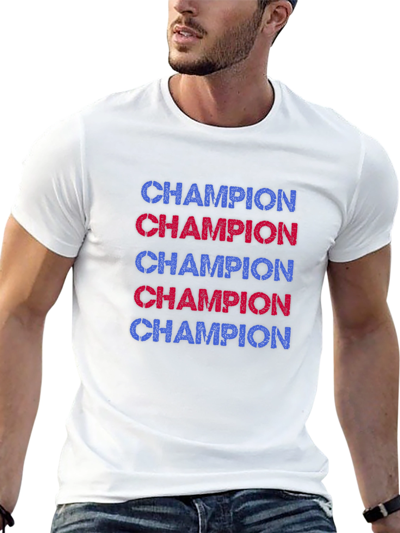 Champion Graphic Tee - Black Casual T-Shirt