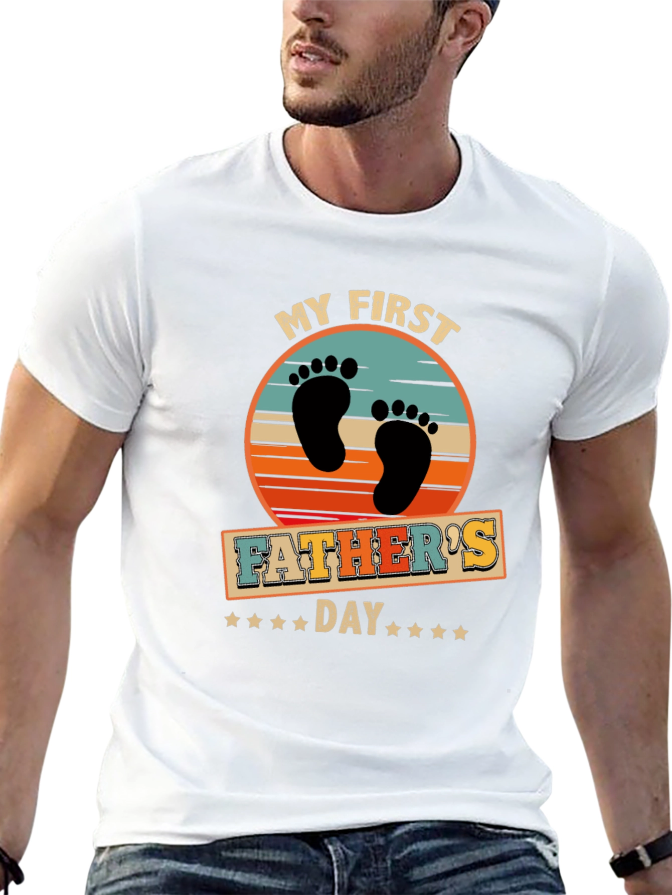 First Fathers Day Black Graphic T-Shirt