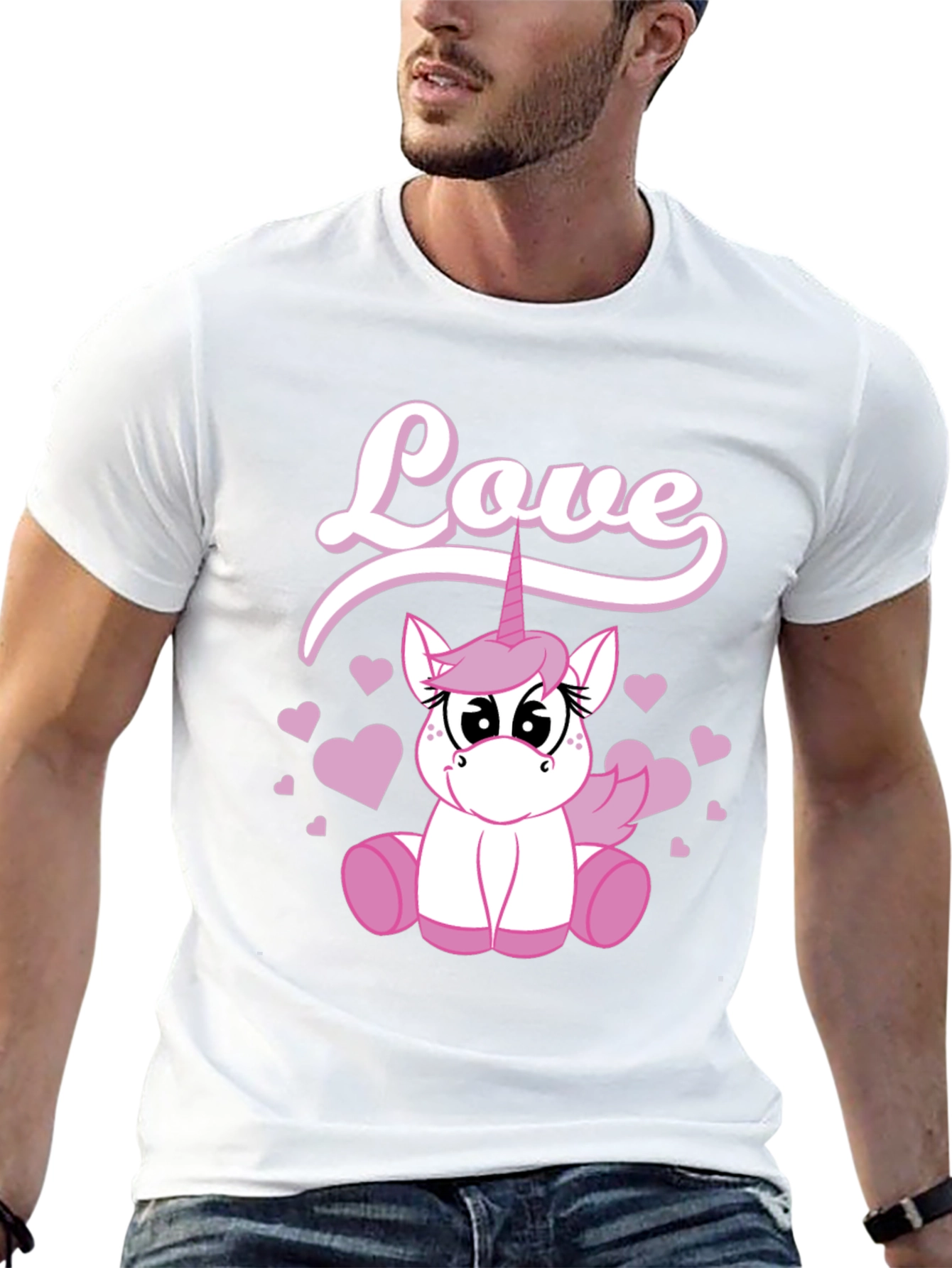 Love Unicorn Graphic Black T-Shirt