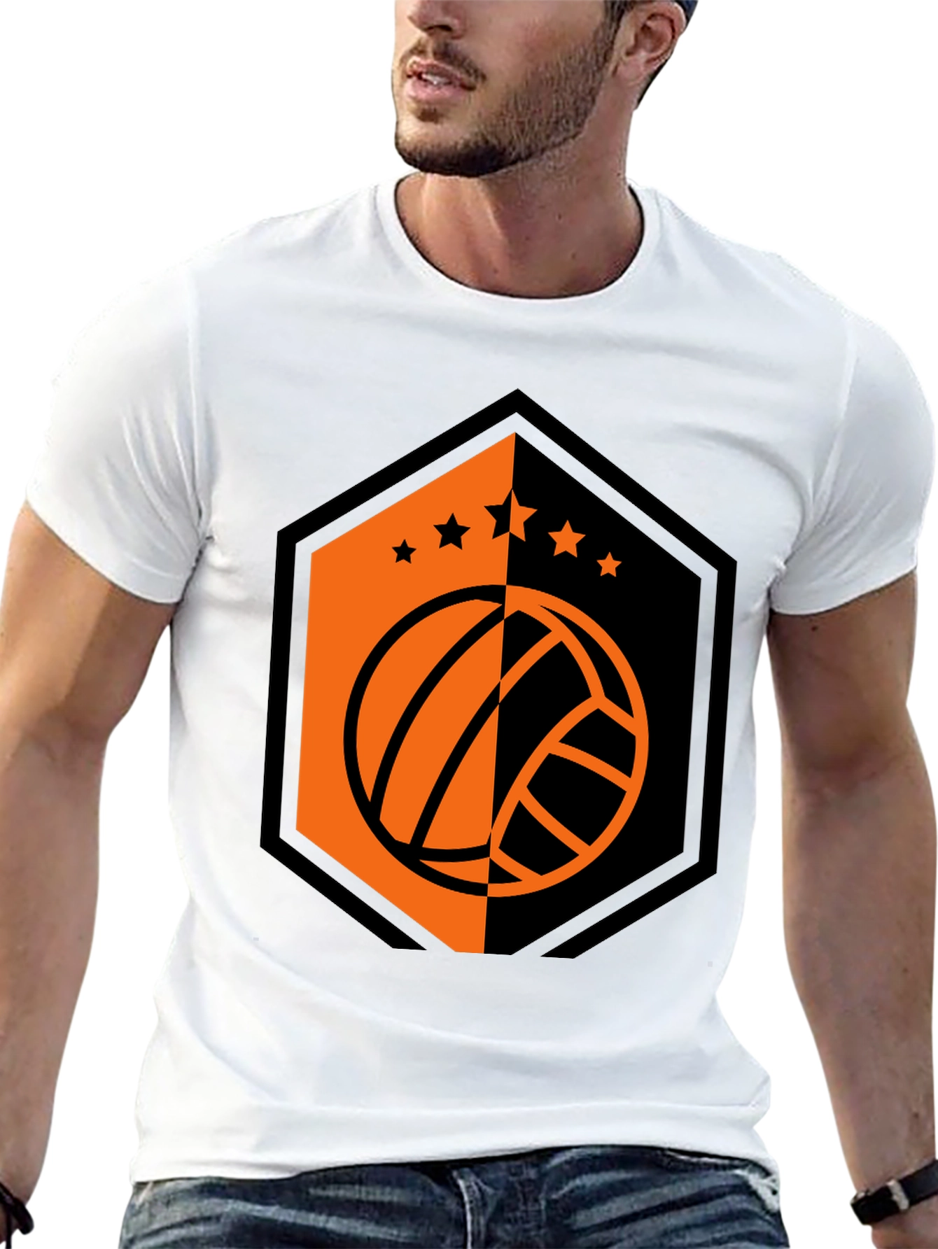 Volleyball Star Tee - Black Graphic T-Shirt