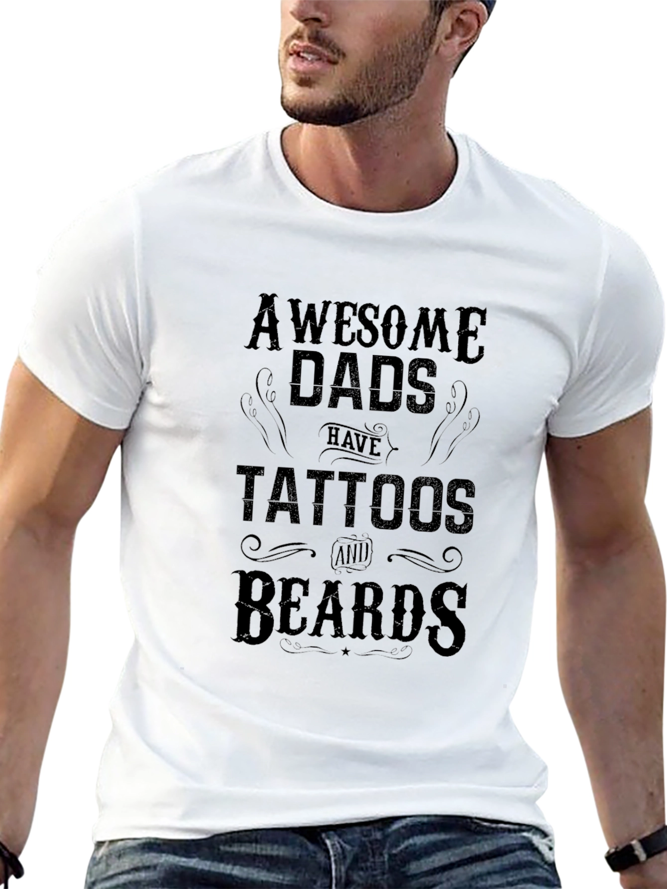 Awesome Dads Tattoos & Beards Graphic Tee