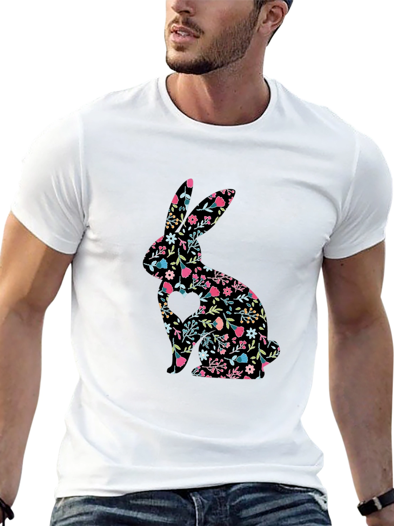 Floral Bunny T-Shirt - Cute Easter Tee