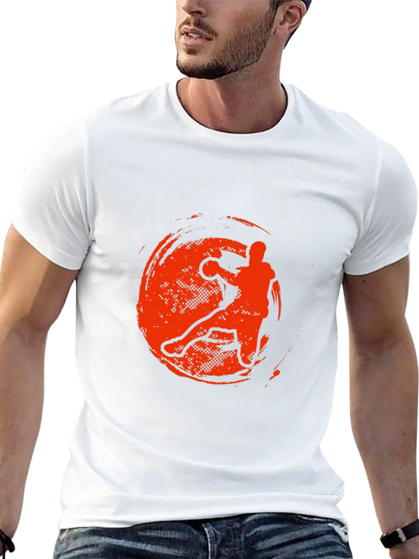 Handball Player Graphic T-Shirt - Black