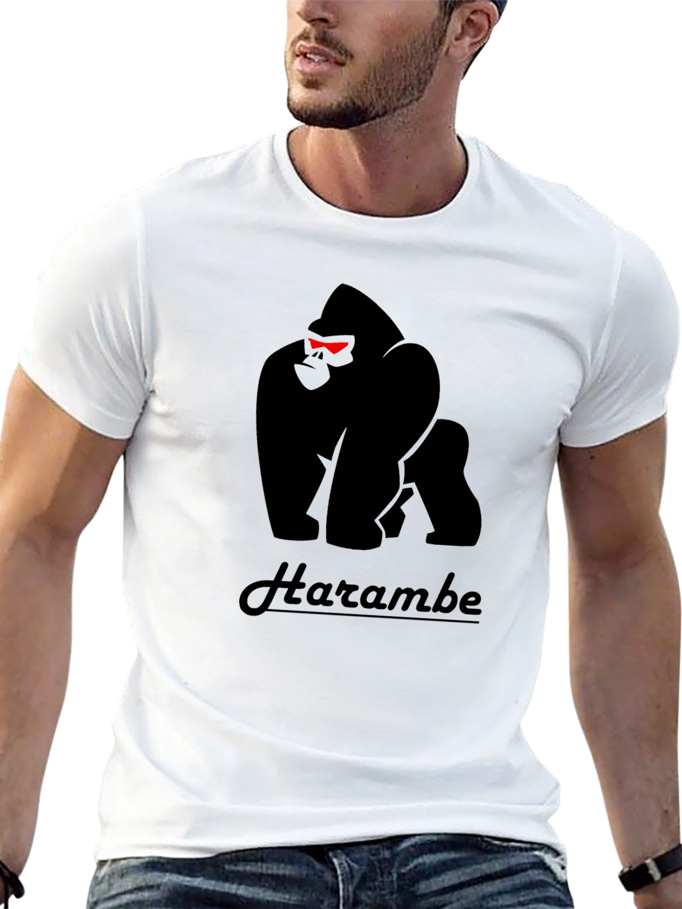 Harambe Gorilla Graphic Print Black T-Shirt