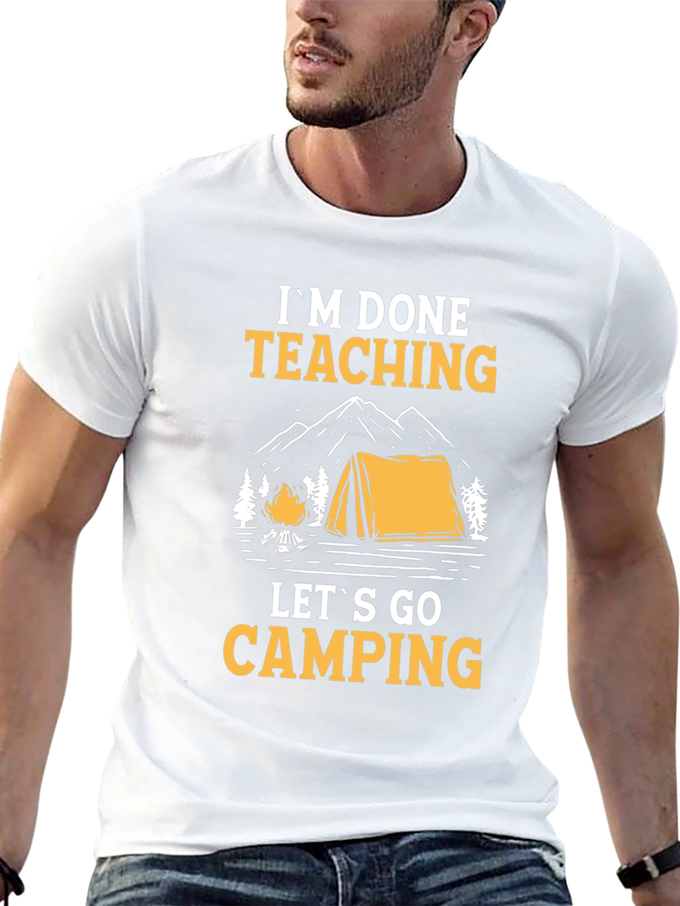 Im Done Teaching Lets Go Camping Black Graphic Tee