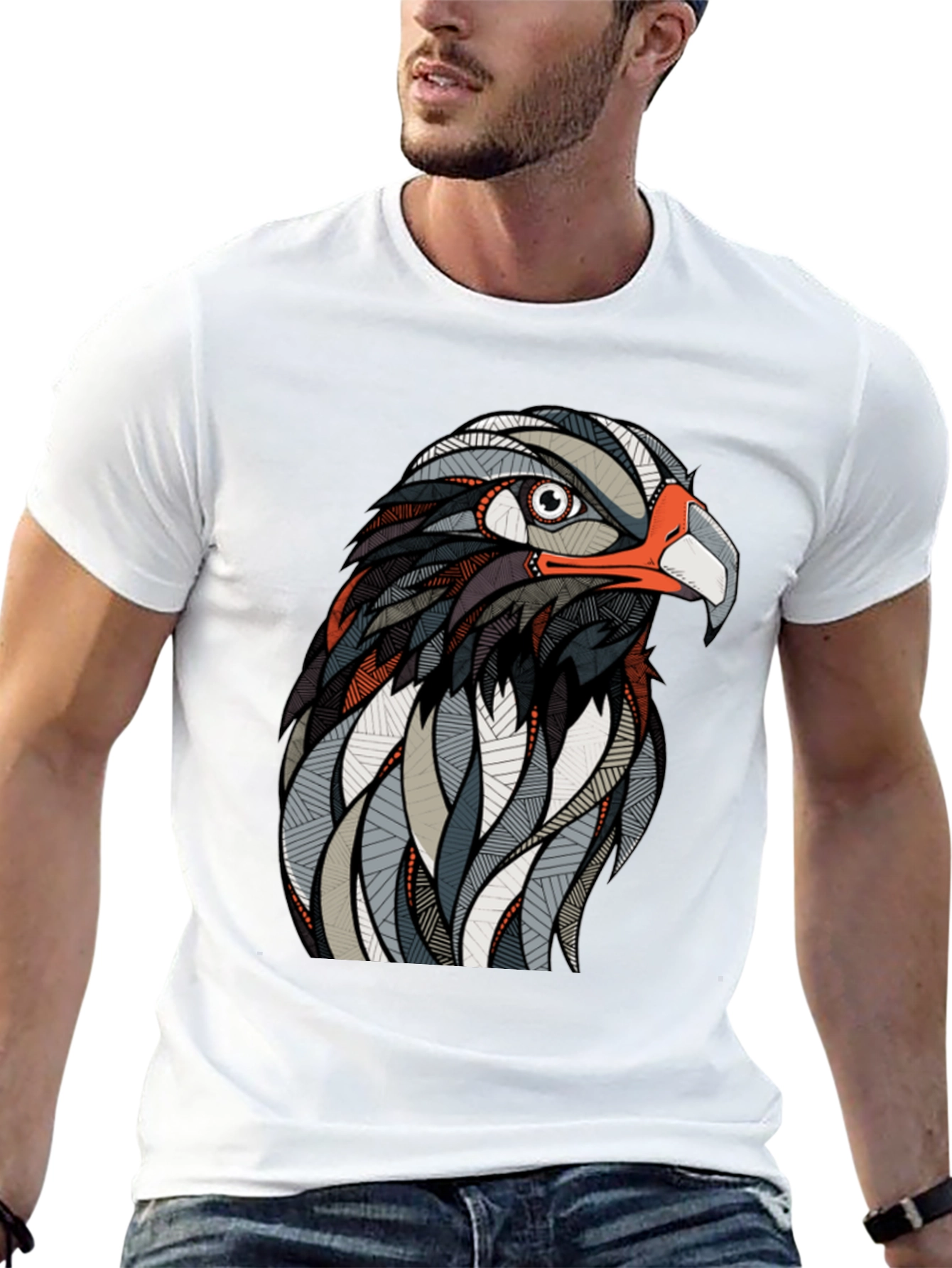 Hawk Graphic Print Black T-Shirt