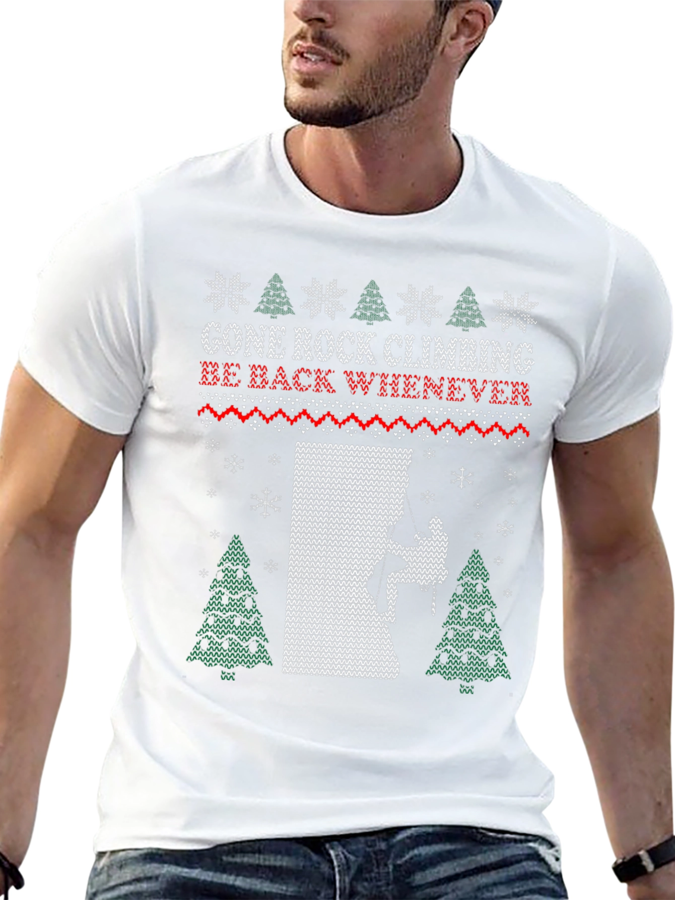 Gone Rock Climbing Ugly Christmas T-Shirt