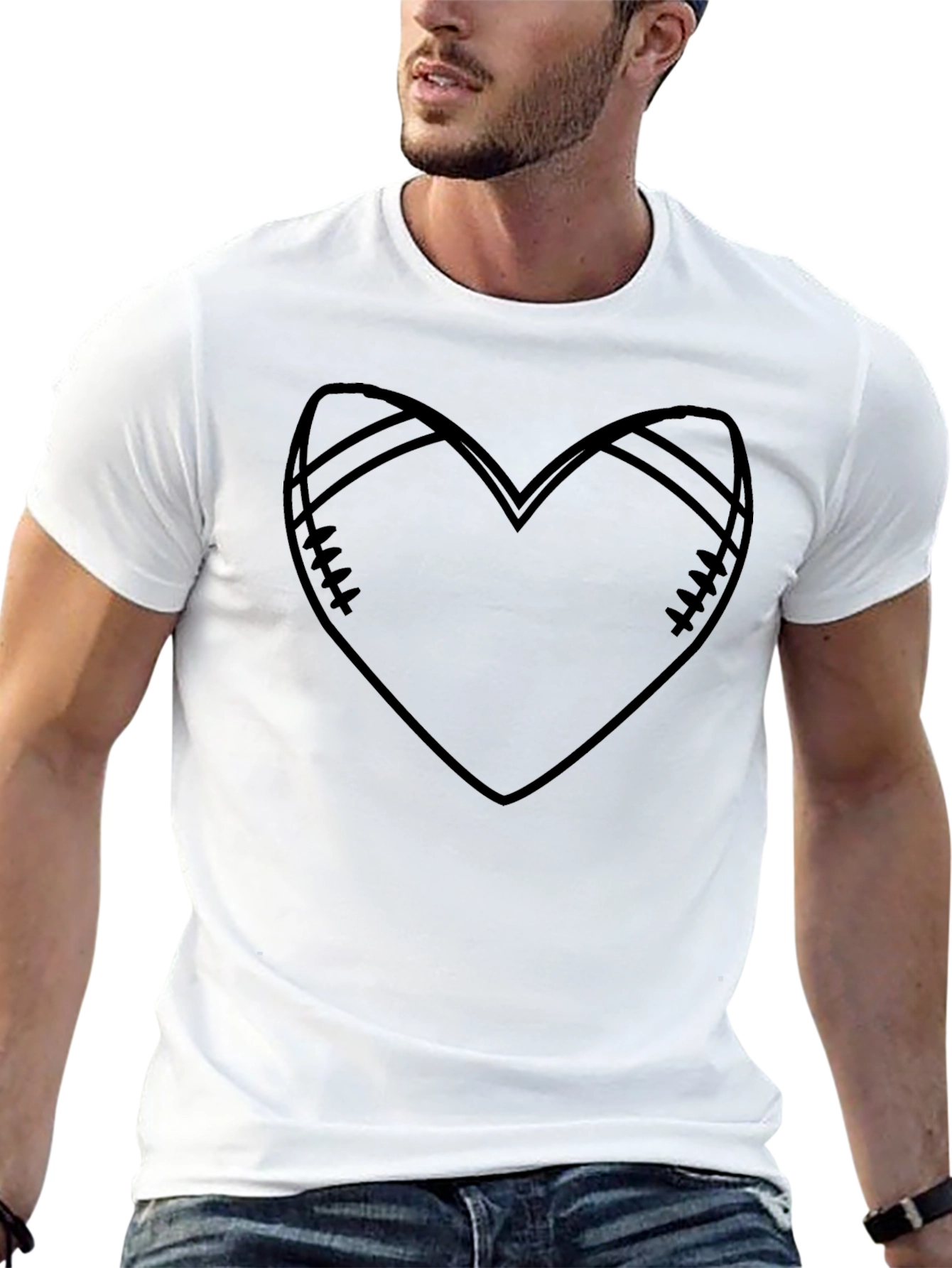 Football Heart Graphic Tee - Sports Love T-Shirt
