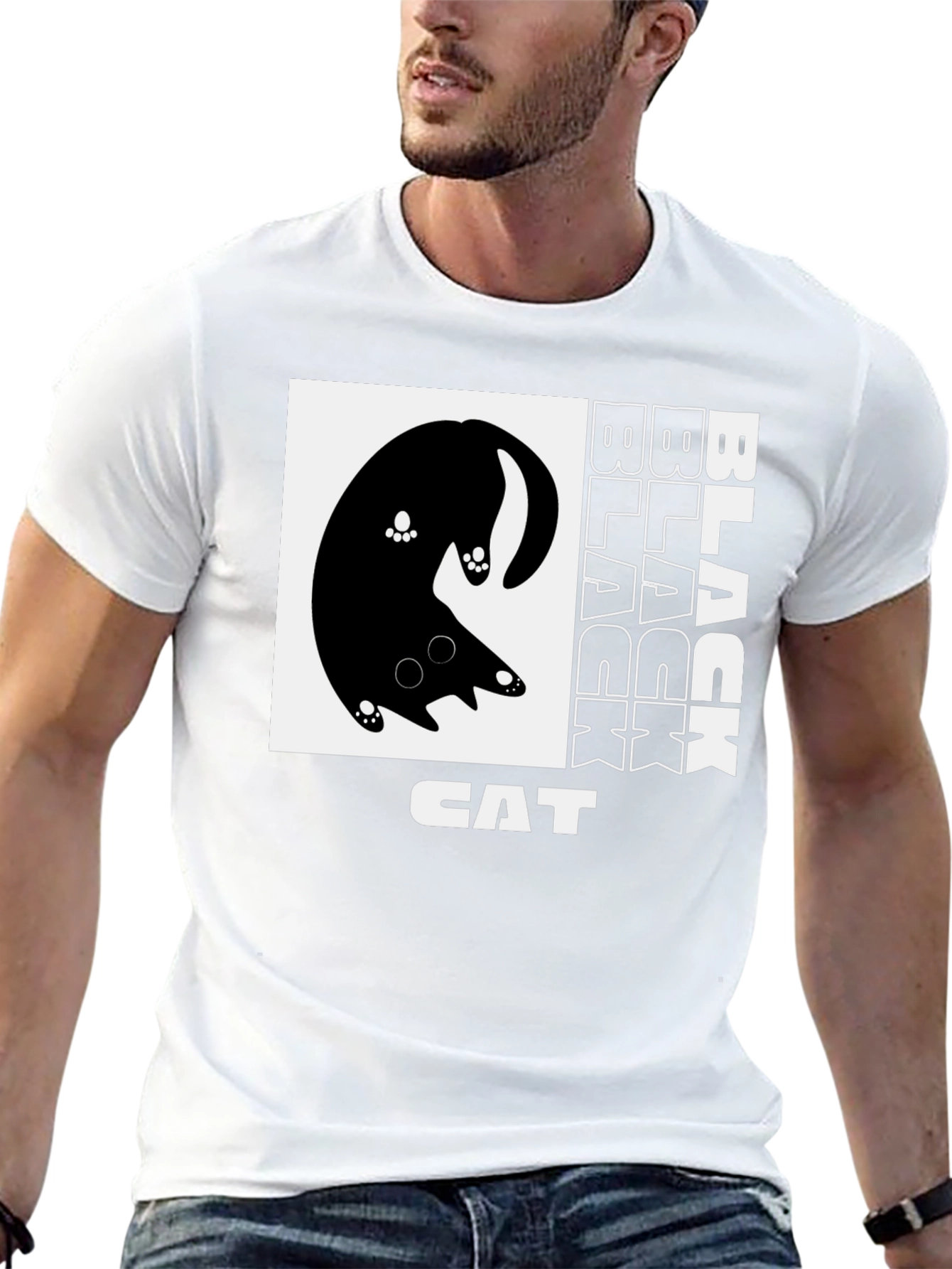 Black Cat Graphic Tee - Whimsical Design