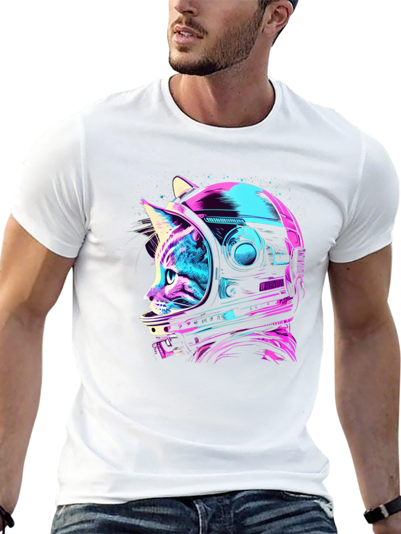 Cat Astronaut Graphic T-Shirt