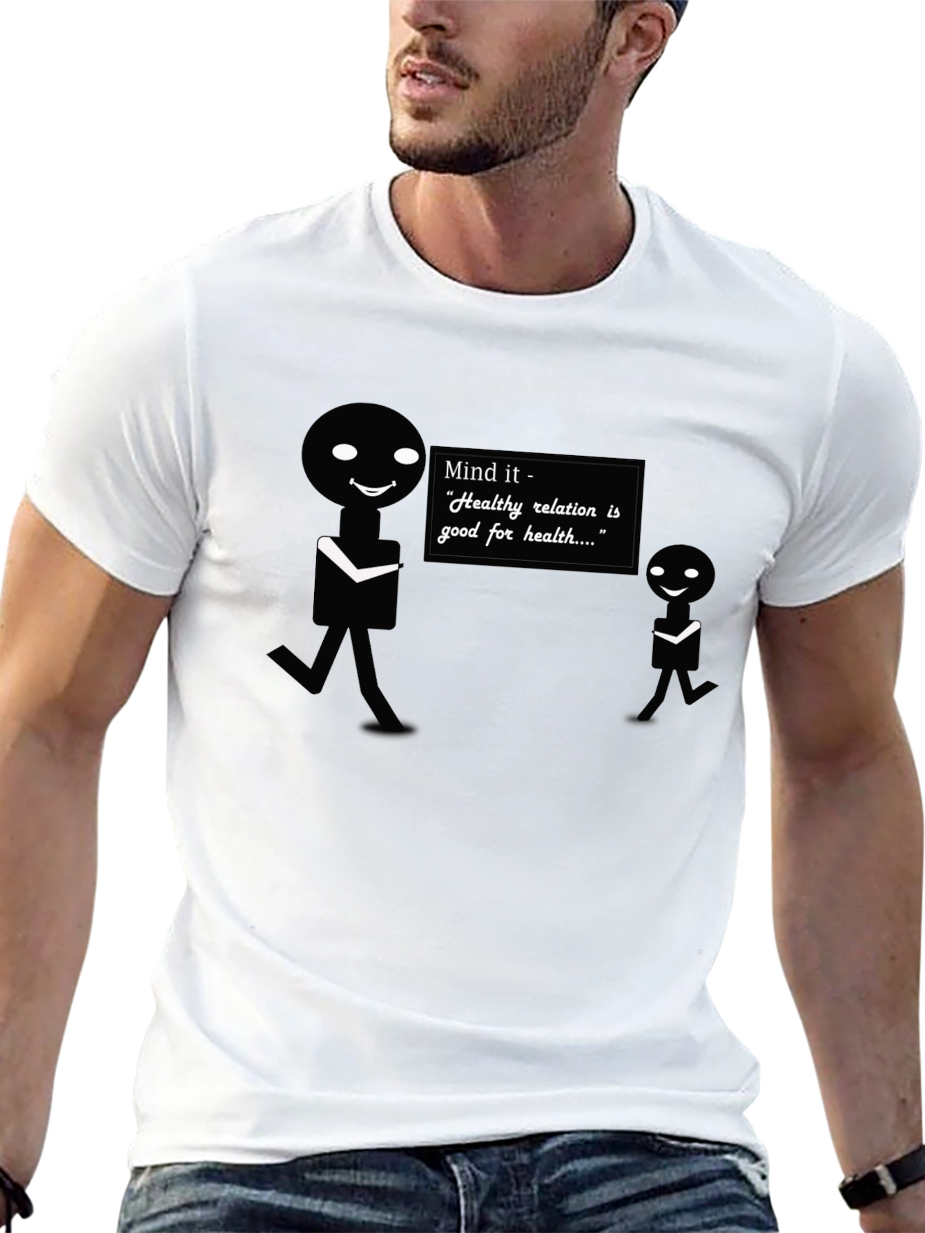 Mind It Healthy Relation Black Graphic T-Shirt