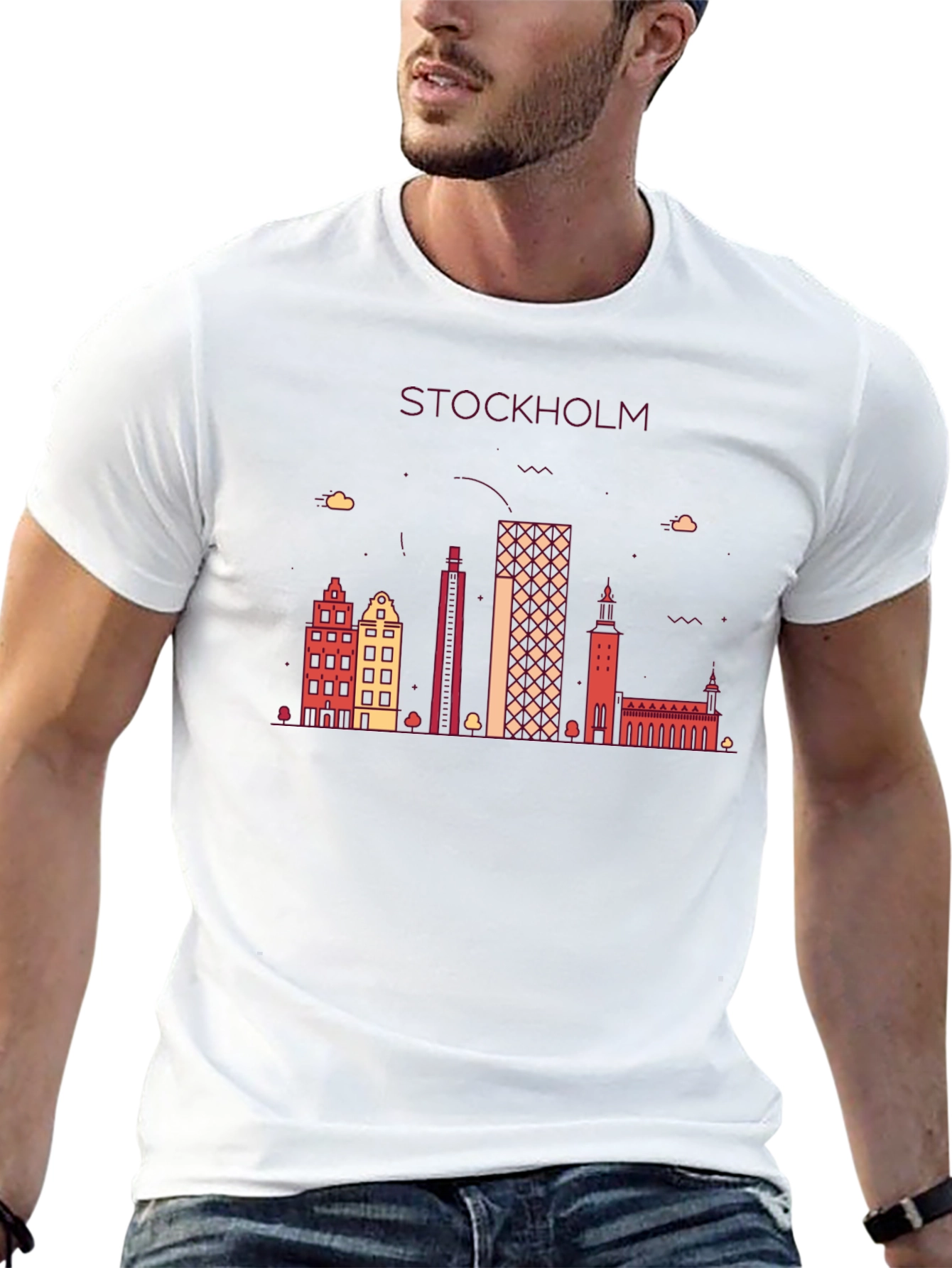 Stockholm Skyline Graphic T-Shirt - Black