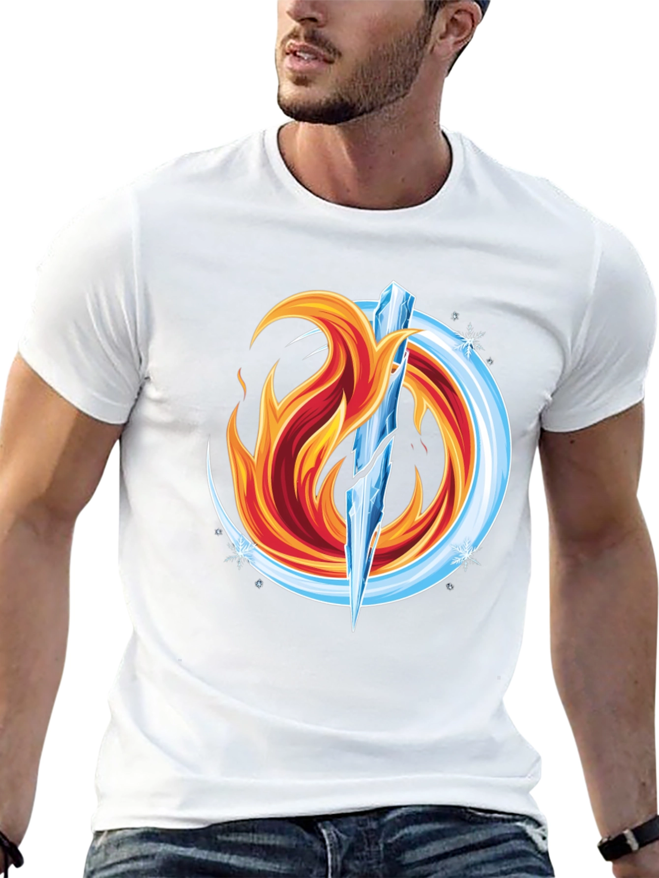 Fire and Ice Graphic Tee - Unique Design