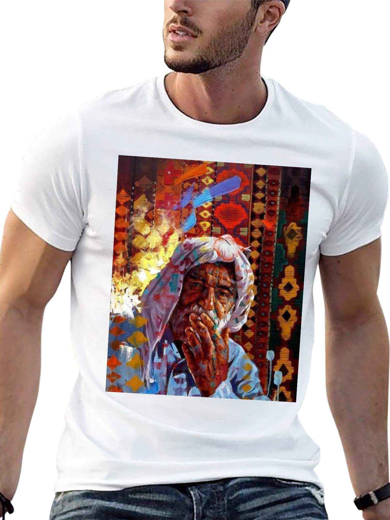 Artistic Old Man Graphic T-Shirt