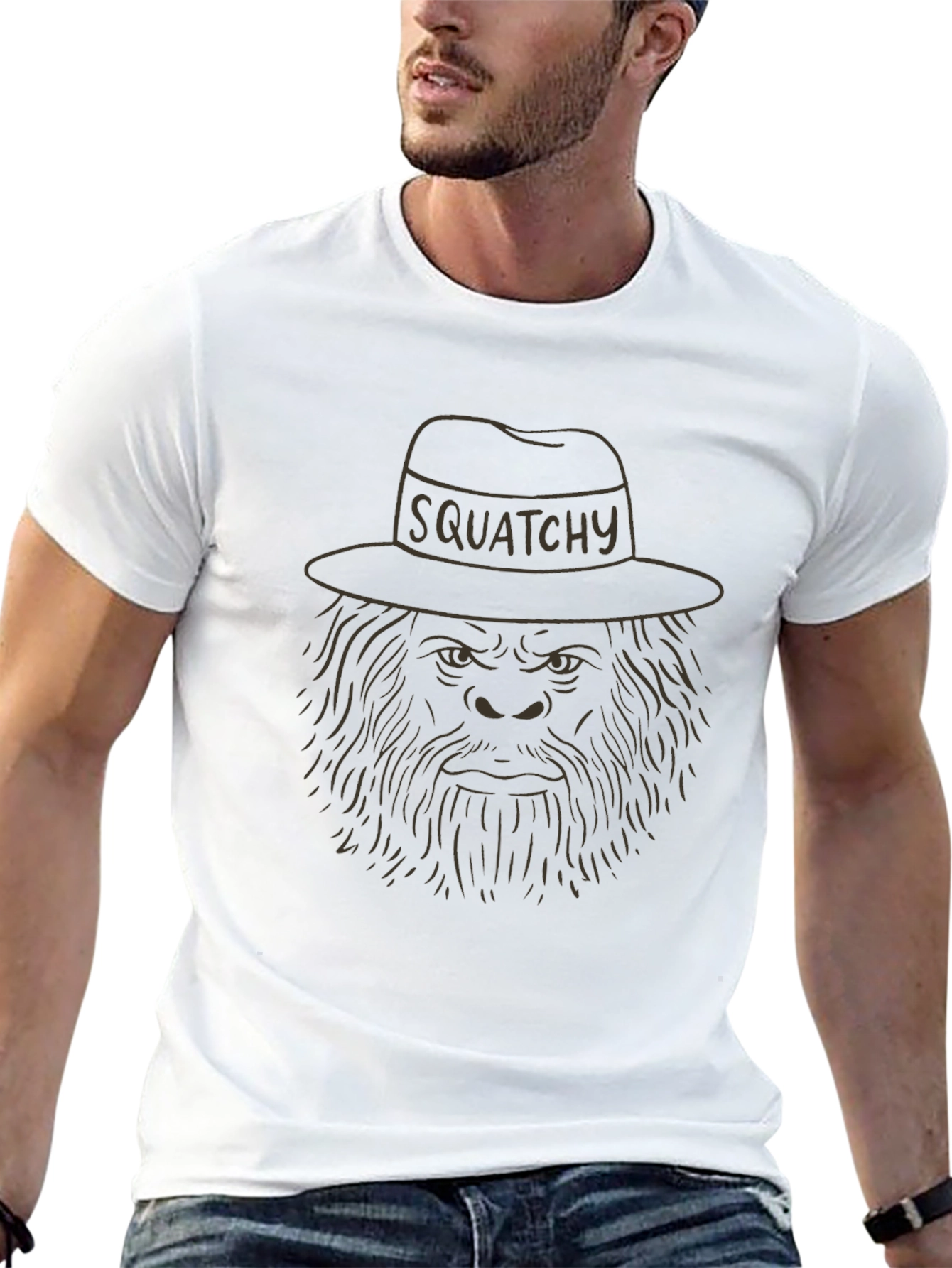 Squatchy Tee - Funny Bigfoot in a Hat T-Shirt