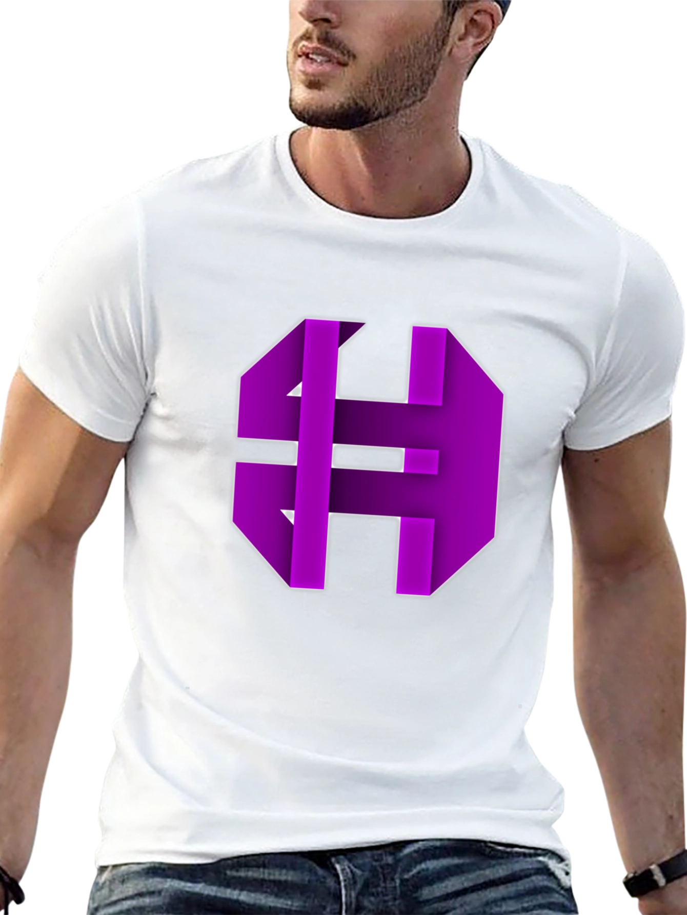 Abstract Purple Graphic Print Black Tee