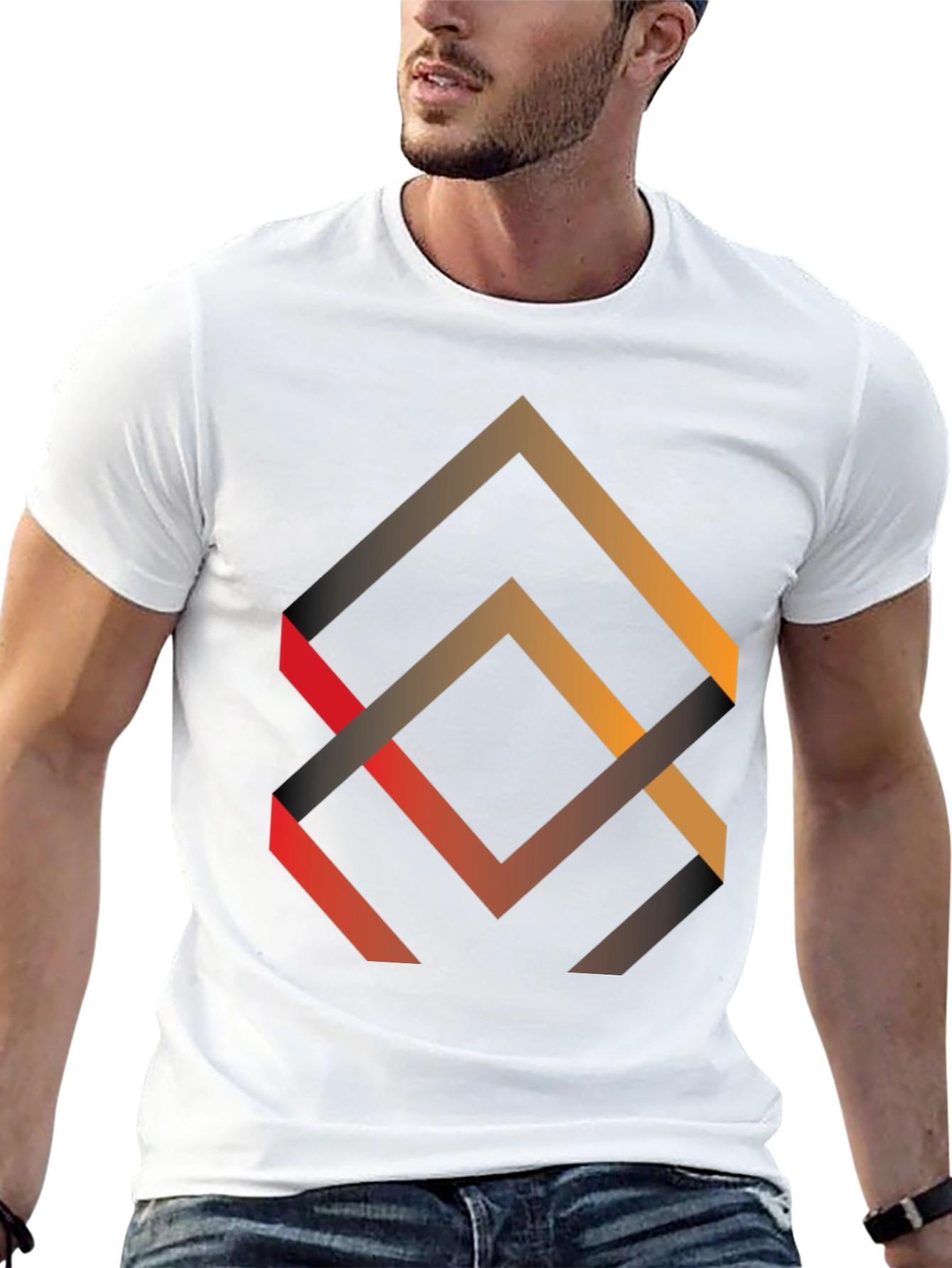 Geometric Arrow Design Black T-Shirt