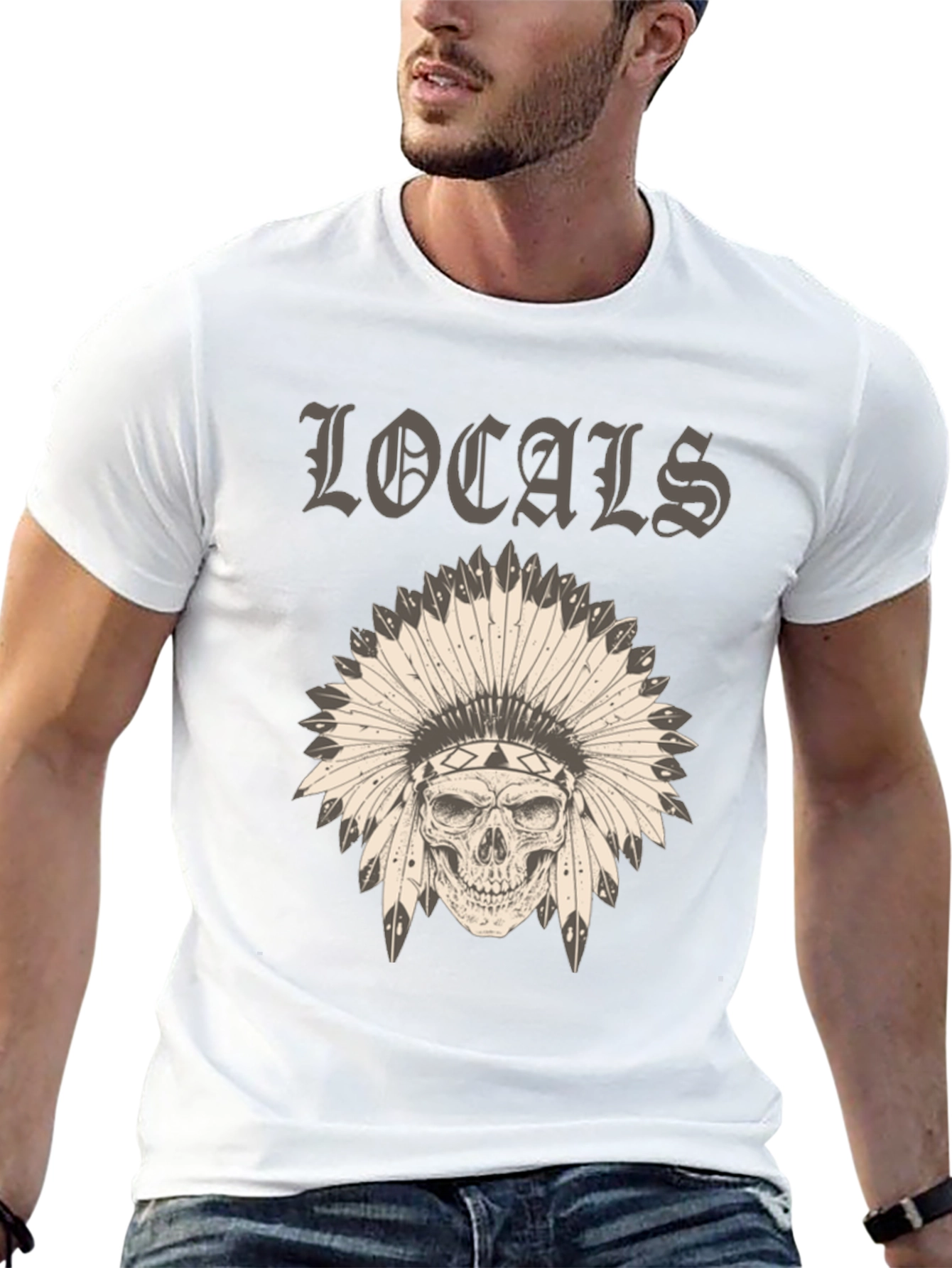 Locals Headdress Skull Graphic Tee - Unique Design