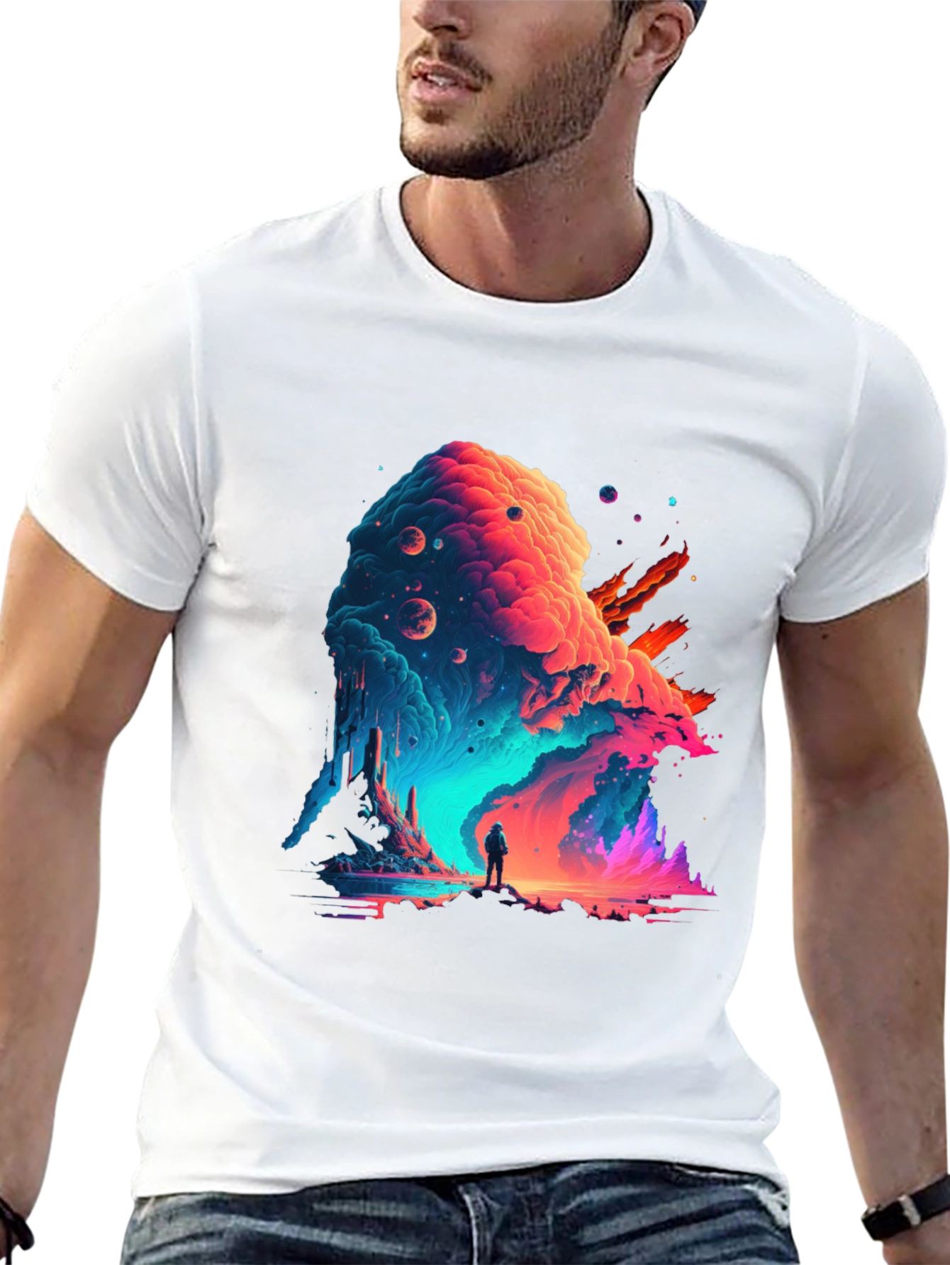 Cosmic Wanderer Graphic Tee - Stylish Space Adventure Shirt