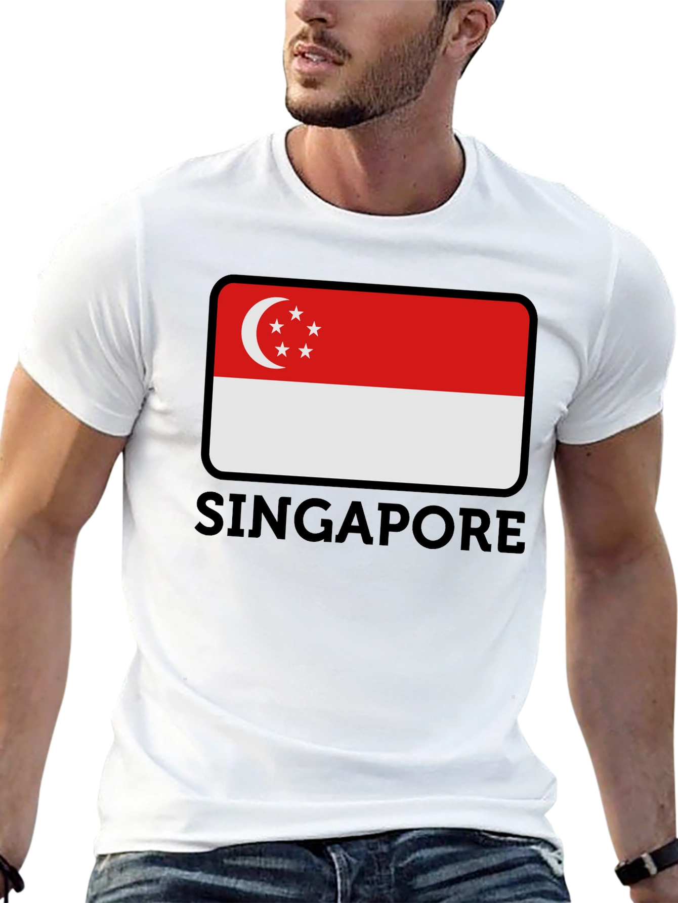 Singapore Flag T-Shirt - Black Graphic Tee