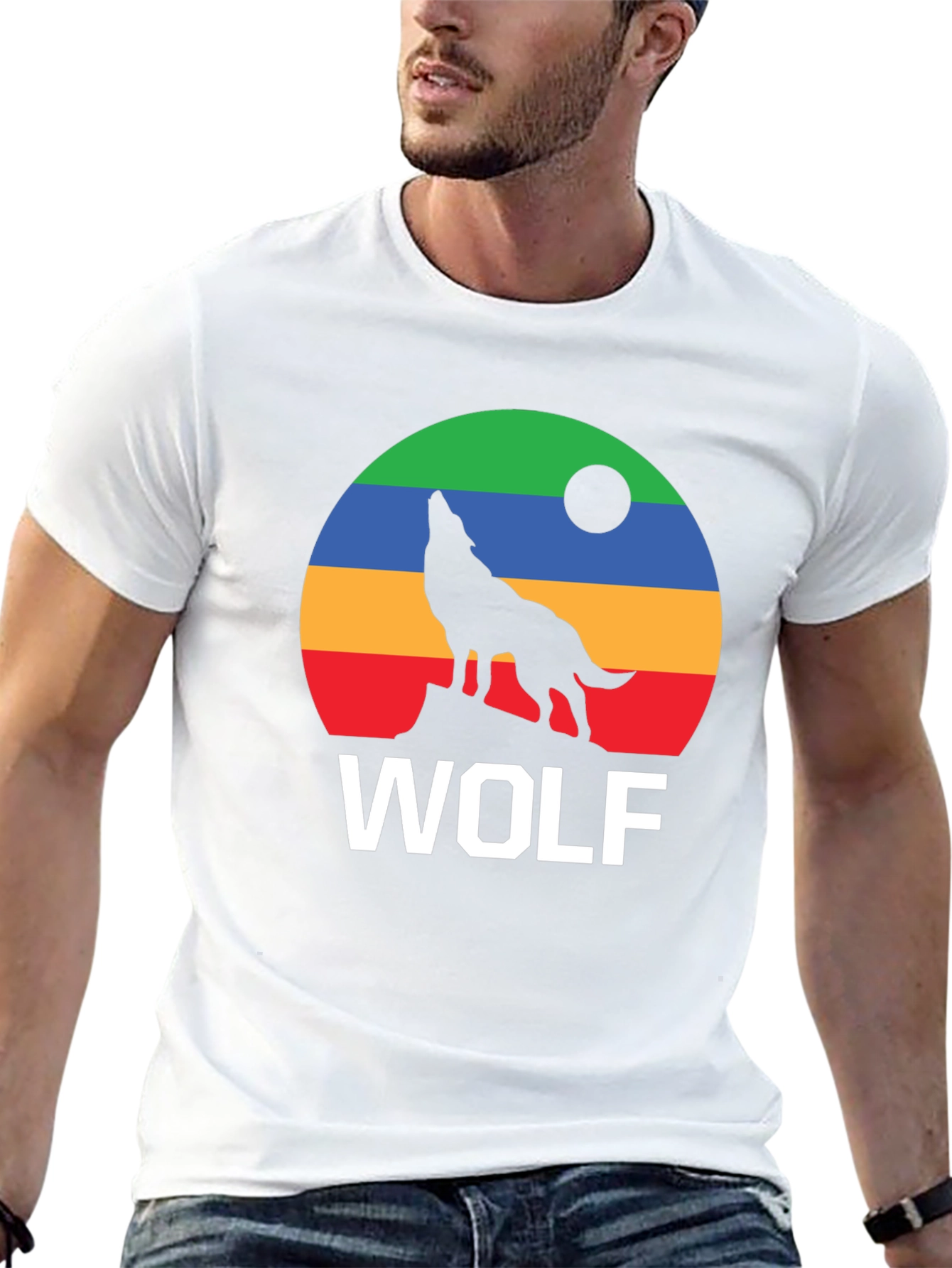 Retro Wolf Howling Moon T-Shirt