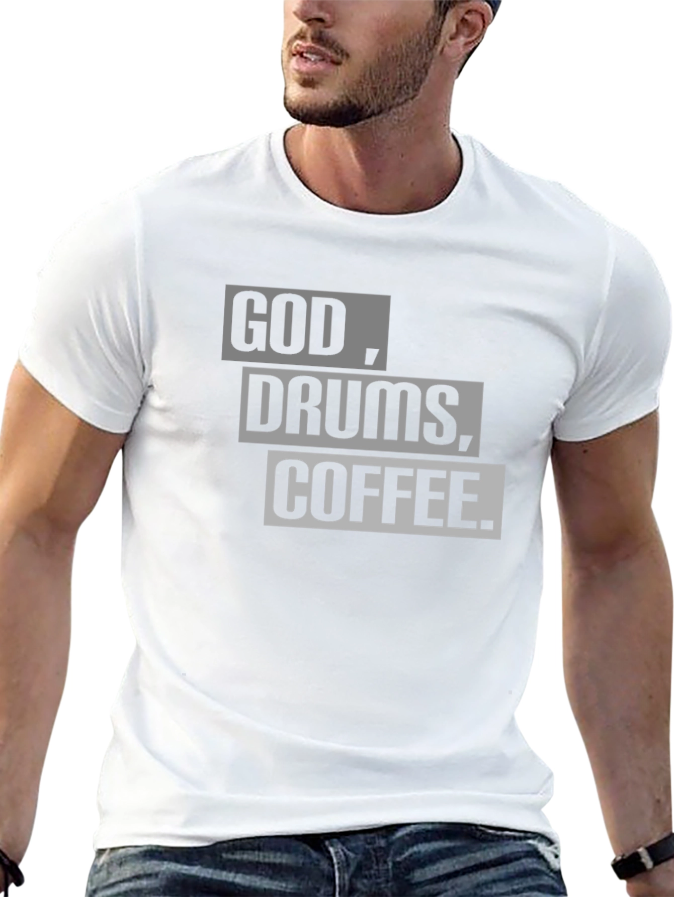 God Drums Coffee T-Shirt - Black