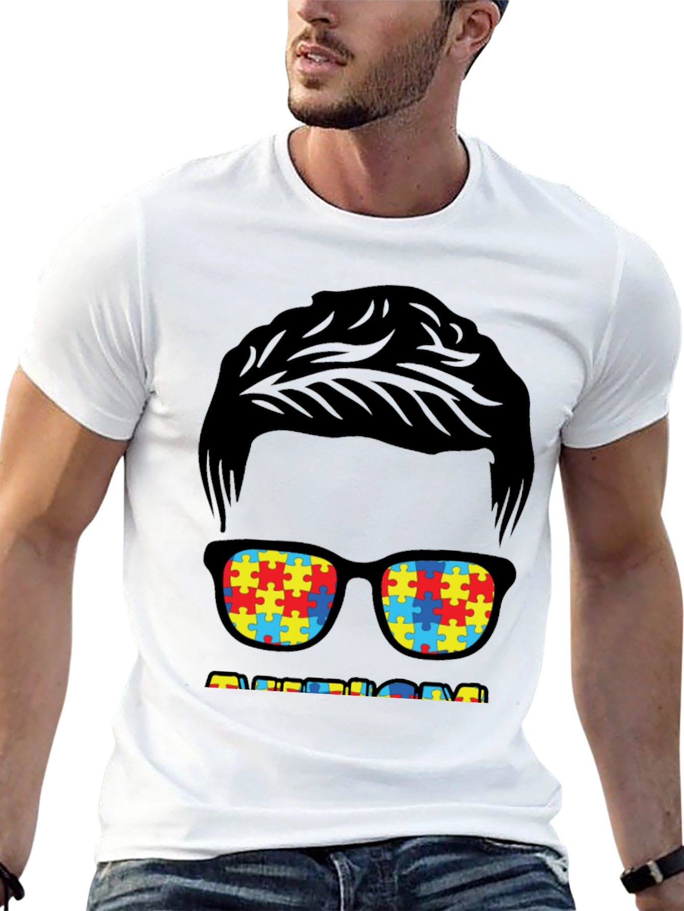Autism Awareness T-Shirt Puzzle Glasses