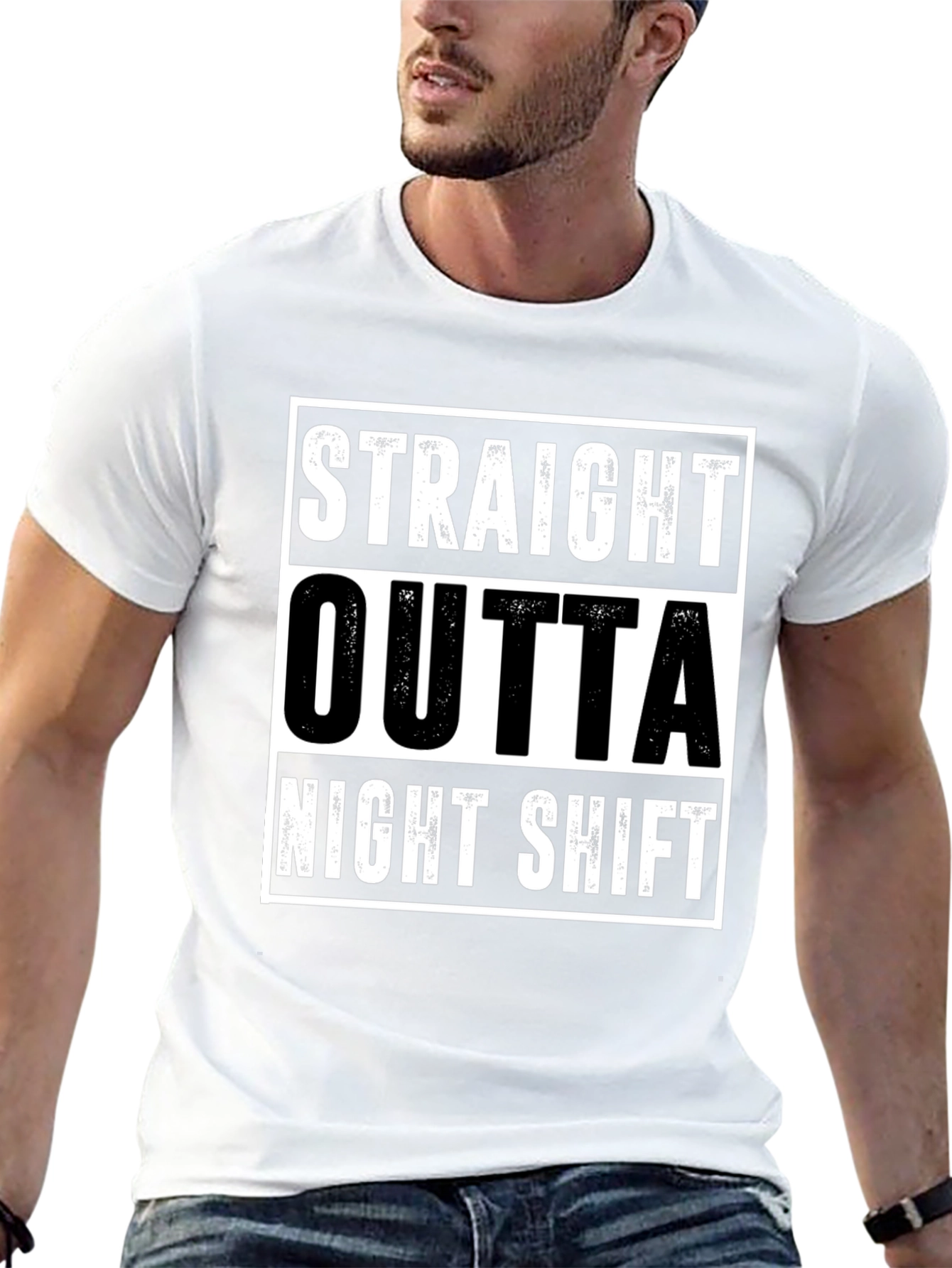 Straight Outta Night Shift Black Graphic Tee