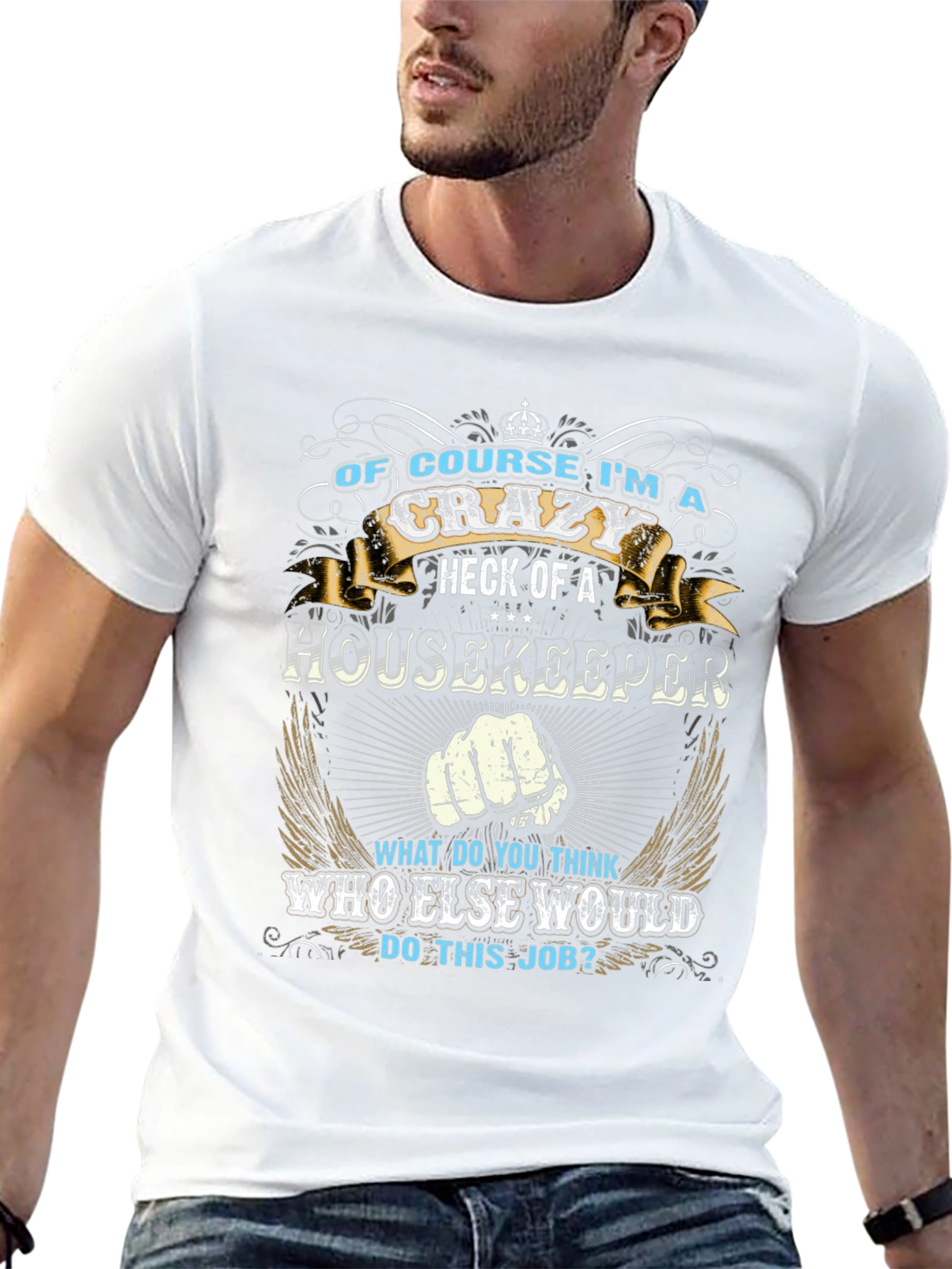 Crazy Housekeeper Graphic Tee - Black