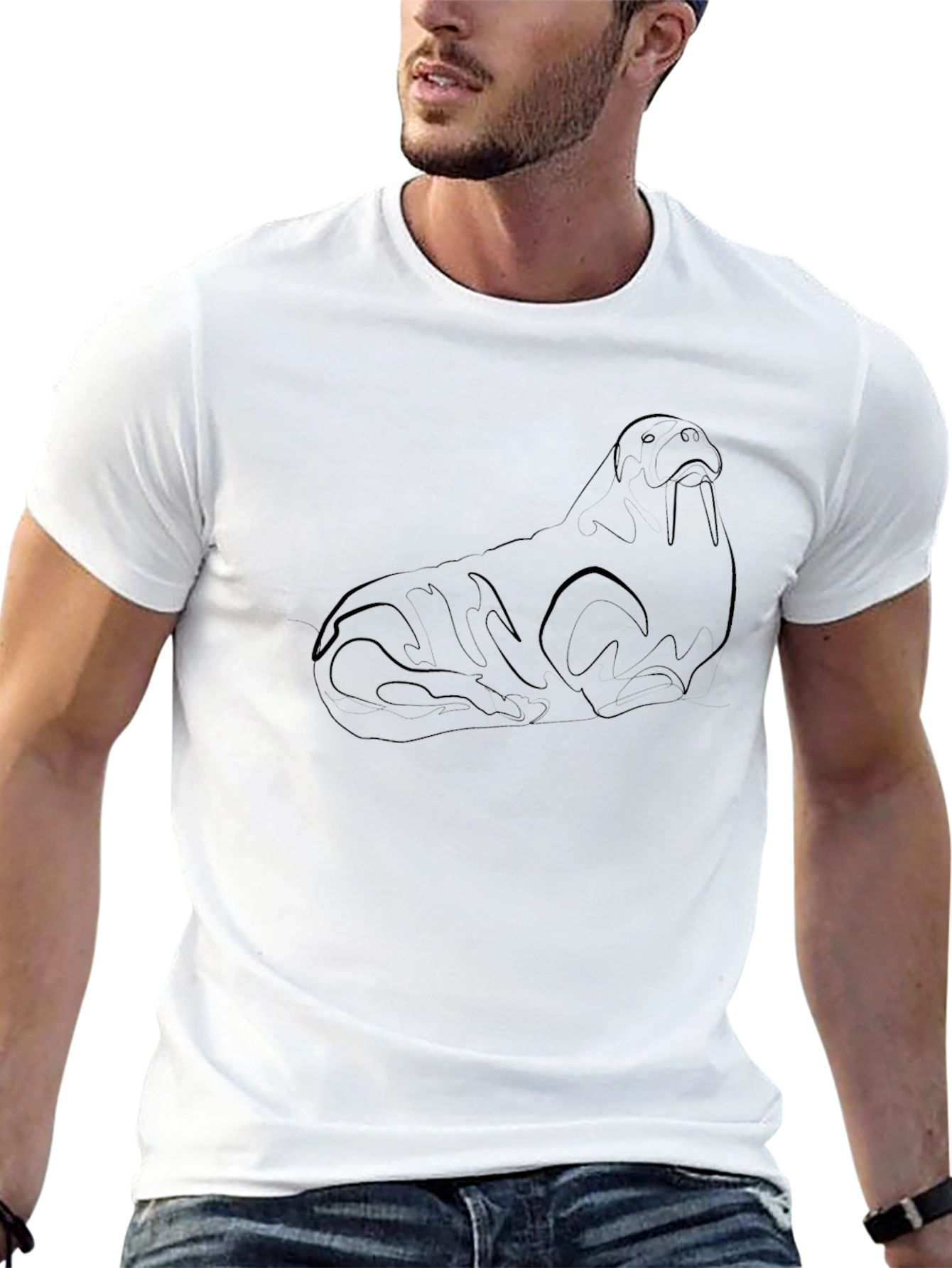 Walrus Outline Black T-Shirt - Stylish & Unique