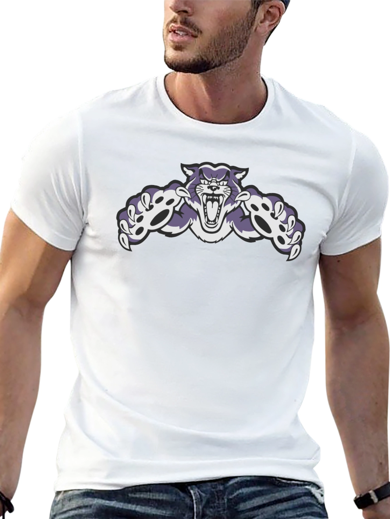 Wildcat Graphic Tee - Black Cotton Blend Casual Wear